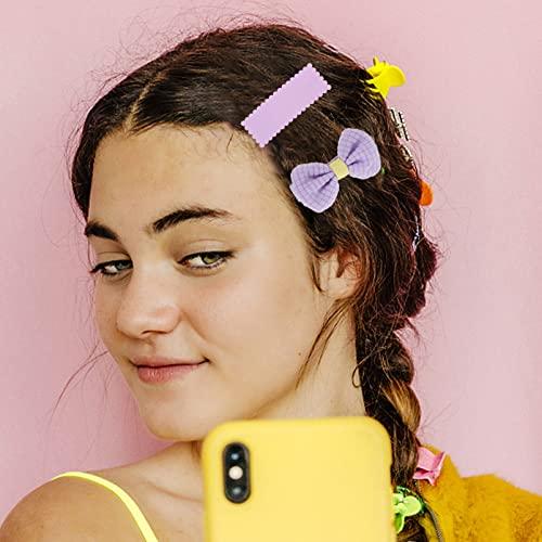 EXCEART EXCEART 5pcs Tulle Butterfly Hair Clip kids hair clips bow hair clips purple flower hair clip suits for kids purple outfits purple suit kid hair clips sweet girl hair accessories plastic