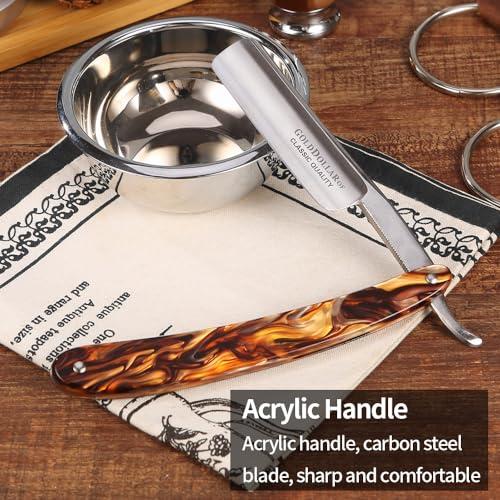 Gold Dollar Gold Dollar Retro Shaving For Men Acrylic Handle Straight Razor Barber Shaving Ready Without Stabilizer Scraper Cloth Kit