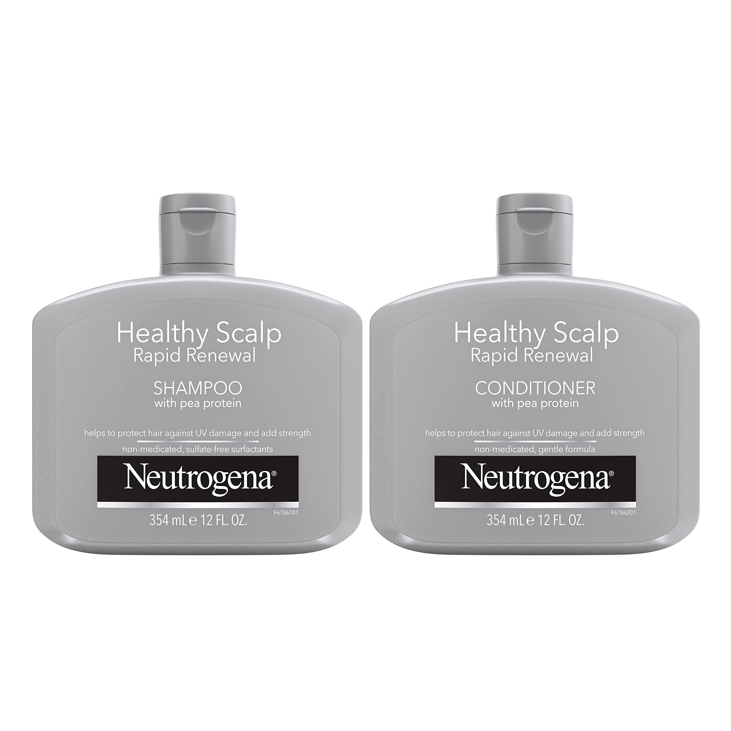 Neutrogena Neutrogena Healthy Scalp Rapid Renewal Shampoo & Conditioner with Pea Protein, UV Damage Protecting Shampoo for Strong Healthy-Looking Hair, 12 Fl Oz