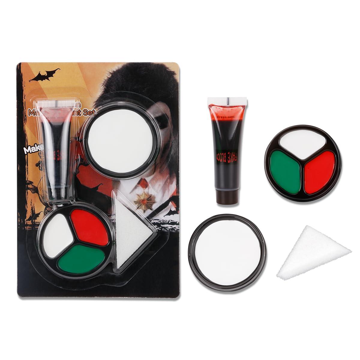 Katiluxiya Halloween Makeup Kit with Fake Blood, Special Effect Face Body Paint for Cosplay Halloween Party Supplies Vampire Zombie Makeup Kids Adult, Makeup Set for Cosplay Halloween Party Supplies (B Set)