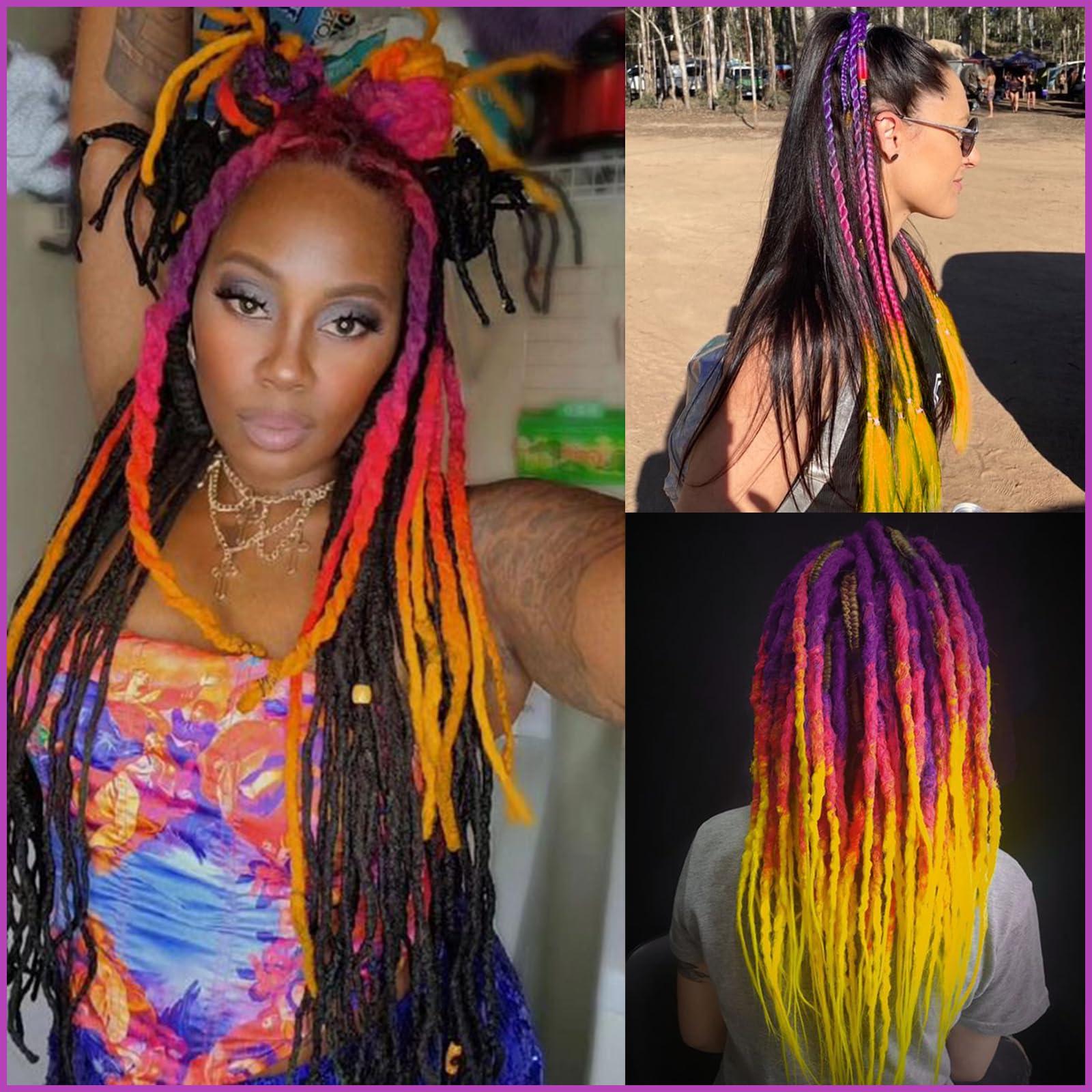 PreAfriBr Ombre Pink-Yellow Braiding Hair Pre Stretched 2 Packs Box Braids Hair Extensions 26 Inches Synthetic Pre Stretched Braiding Hair