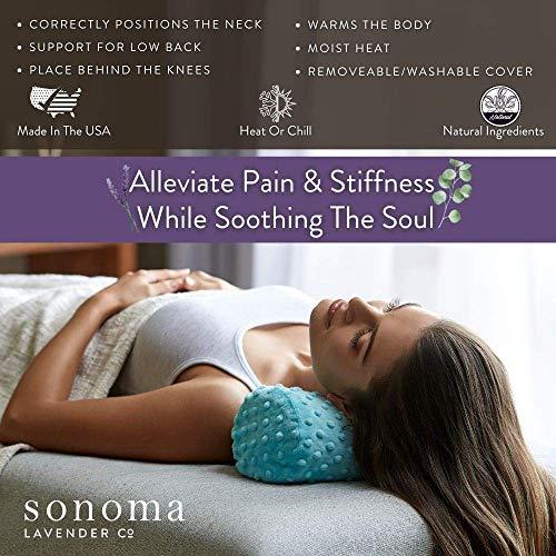Sonoma Lavender Sonoma Lavender, Eucalyptus Bolster Roll, Microwaveable, Hot/Cold Neck Pillow, Soothing and Relaxing Pain Relief for Neck, Low Back or Behind The Knees, Removable/Washable Cover, (Green Dot)