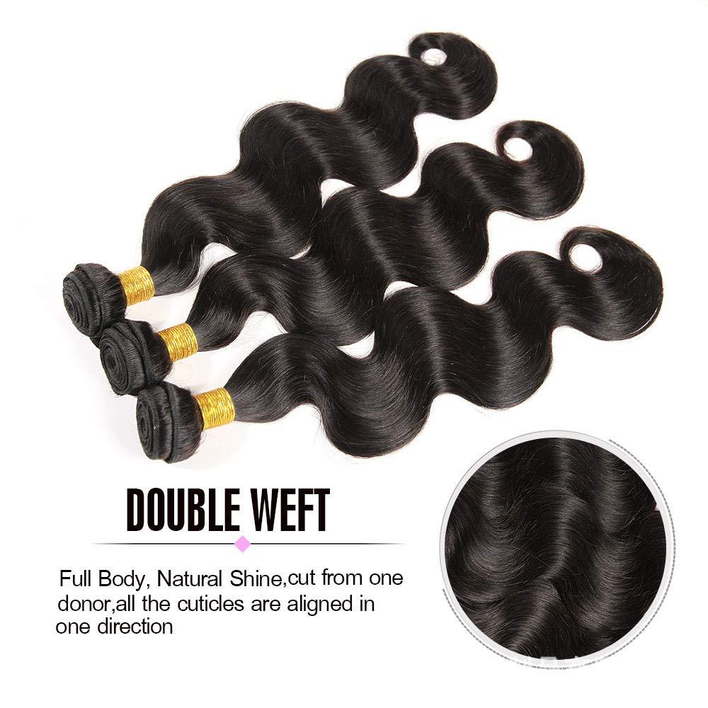 FUIBEJAE 3 Bundles Wave Hair Bundles Synthetic Hair Extensions, Unprocessed Body Wave Hair Bundles Body Wave Synthetic Hair Extensions for Black Women,8inch