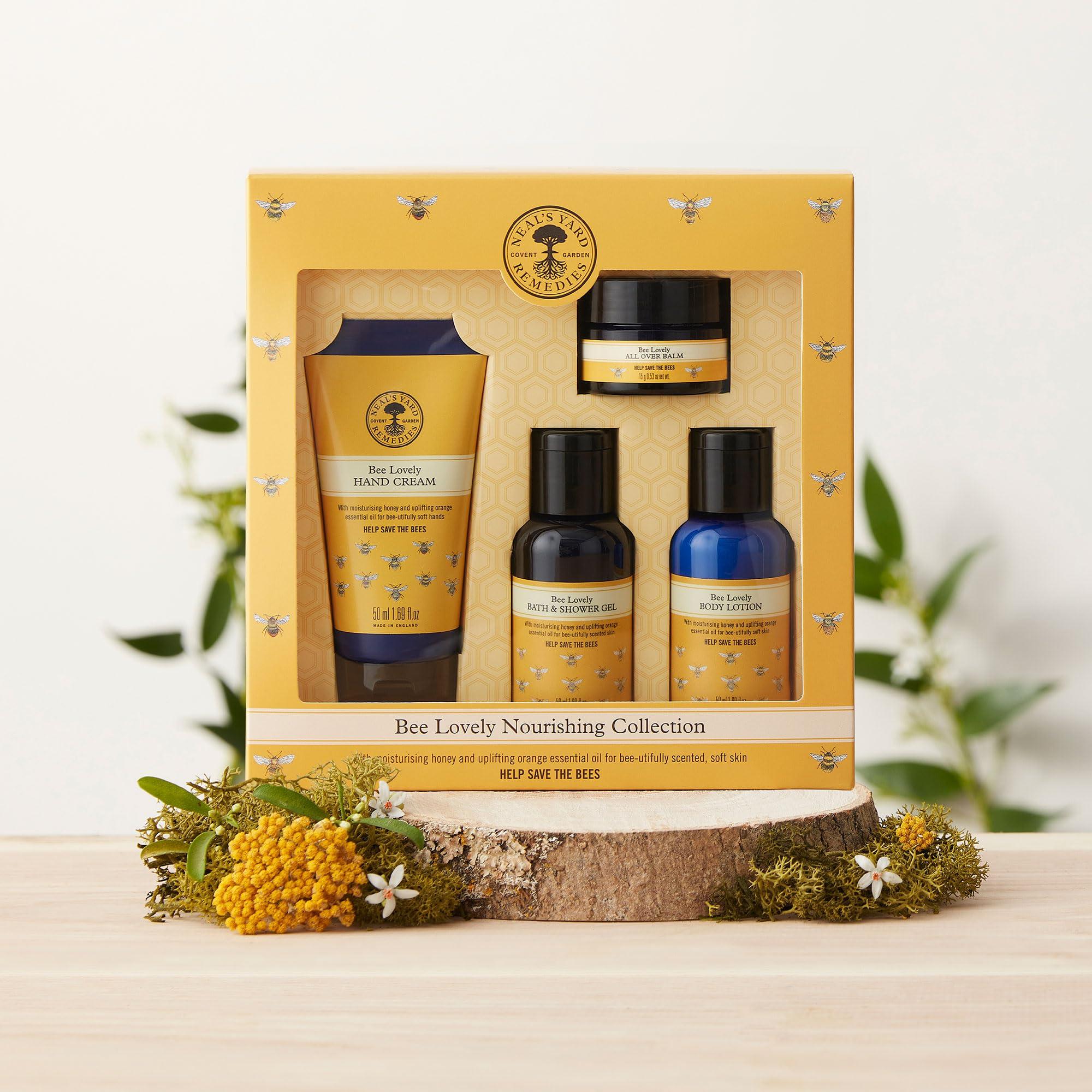Neal\'s Yard Remedies Neal\'s Yard Bee Lovely Nourishing Collection, Nourishing & Bee-Friendly, Vegetarian Approved, Cruelty Free, 4 Pieces
