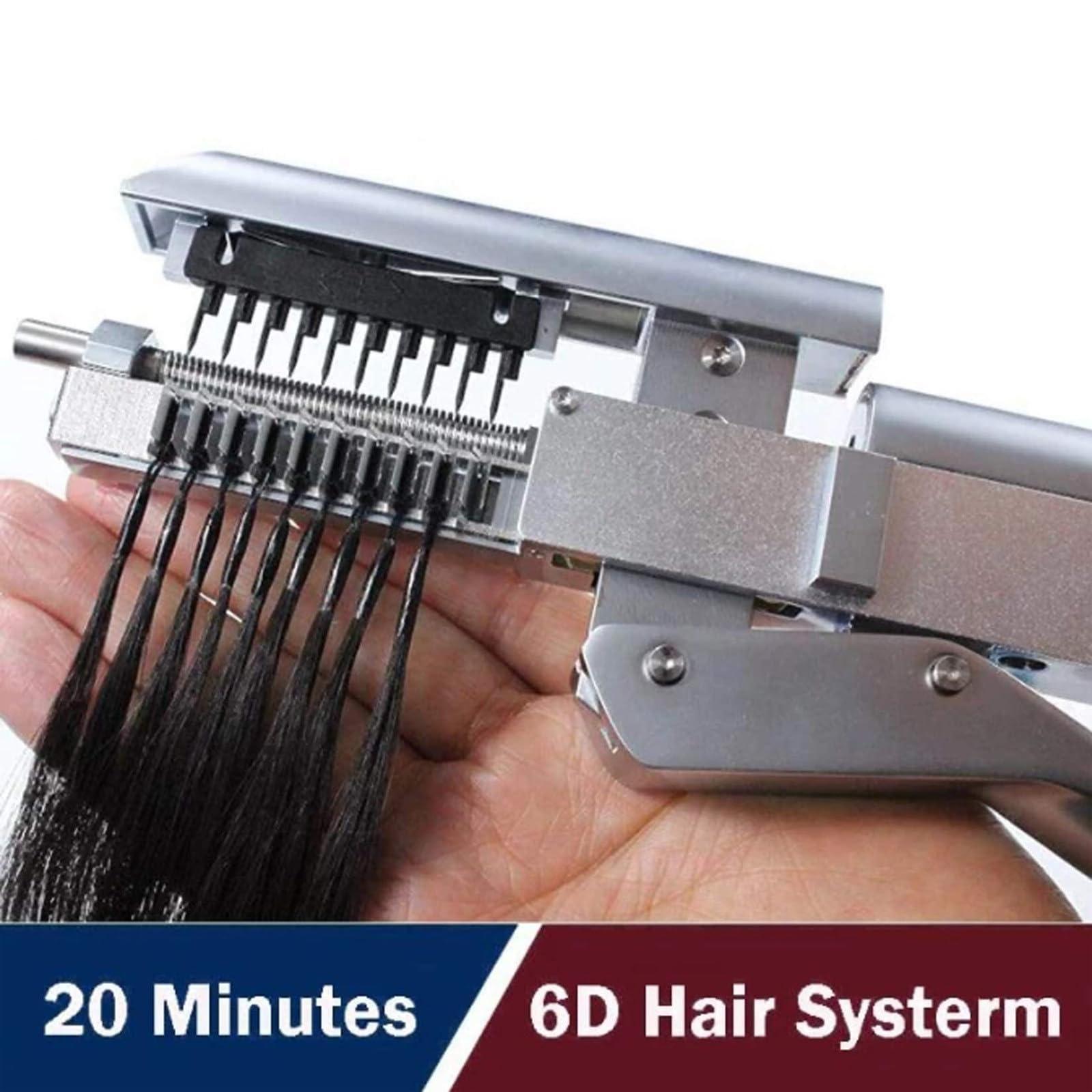 NYMFEA 6d Hair Extension Machine Kit, 10-Pin Invisible Seamless Hair Extension Fast Installation and Removal for Salon Human Hair