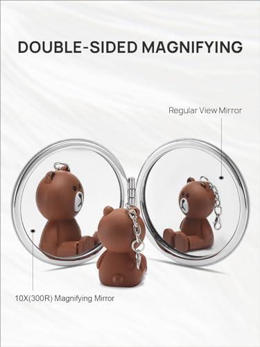 OMIRO OMIRO 1X/10X(300R) Compact Magnifying Mirror, Unique Painting Pocket Mirror with Classical PU Leather (RoundGreen Flower Mandala)