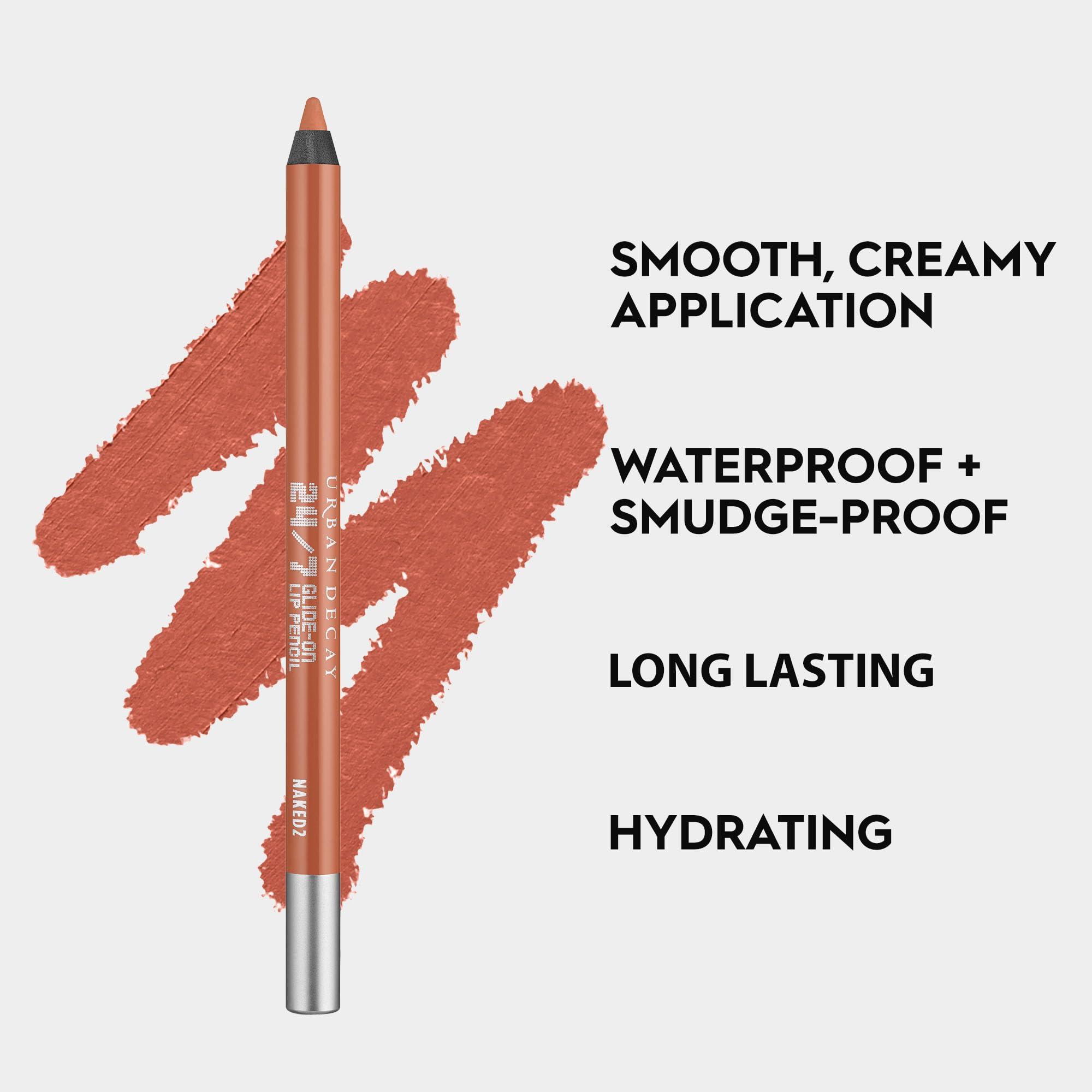 URBAN DECAY URBAN DECAY 24/7 Glide-On Waterproof Lip Pencil (Naked2 - Medium Beige Nude), Smudge-Proof, Longwearing Lip Liner, Smooth & Creamy Colors, Moisturizing Formula with Vitamin E - 0.04 oz