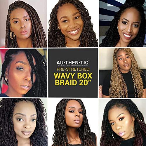 AU-THEN-TIC 20 Inch AU-THEN-TIC Wavy Box Braid Crochet Hair Goddess Box Braids Crochet Hair Crochet Box Braids Pre Stretched Synthetic Hair Extensions (20 Inch (Pack of 4), 2-Dark Brown)