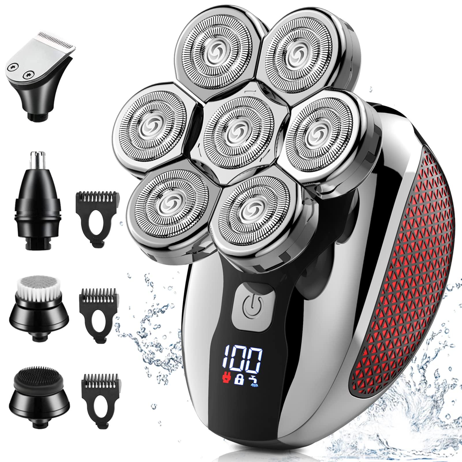 CHLANT Head Shaver for Bald Men 7D, Bald Head Shavers for Men Wet&Dry,CHLANT 5-in-1 Electric Head Shaver for Men Head Razor Cordless Rechargeable Waterproof, Electric Razor for Men Rotary Shaver Grooming Kit