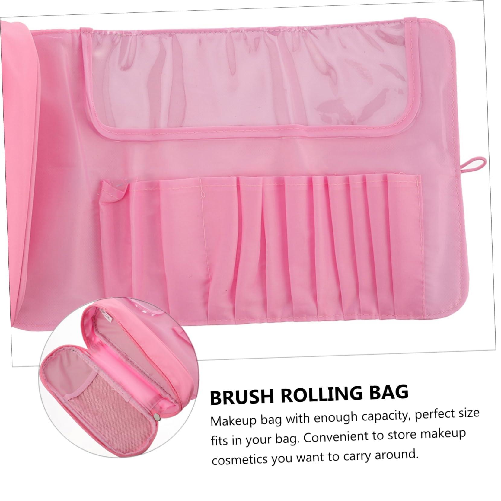 NOLITOY NOLITOY 2pcs Makeup Brush Pouch Cosmetic Storage Case Big Makeup Bag Organizer Case Brush Rolling Bag