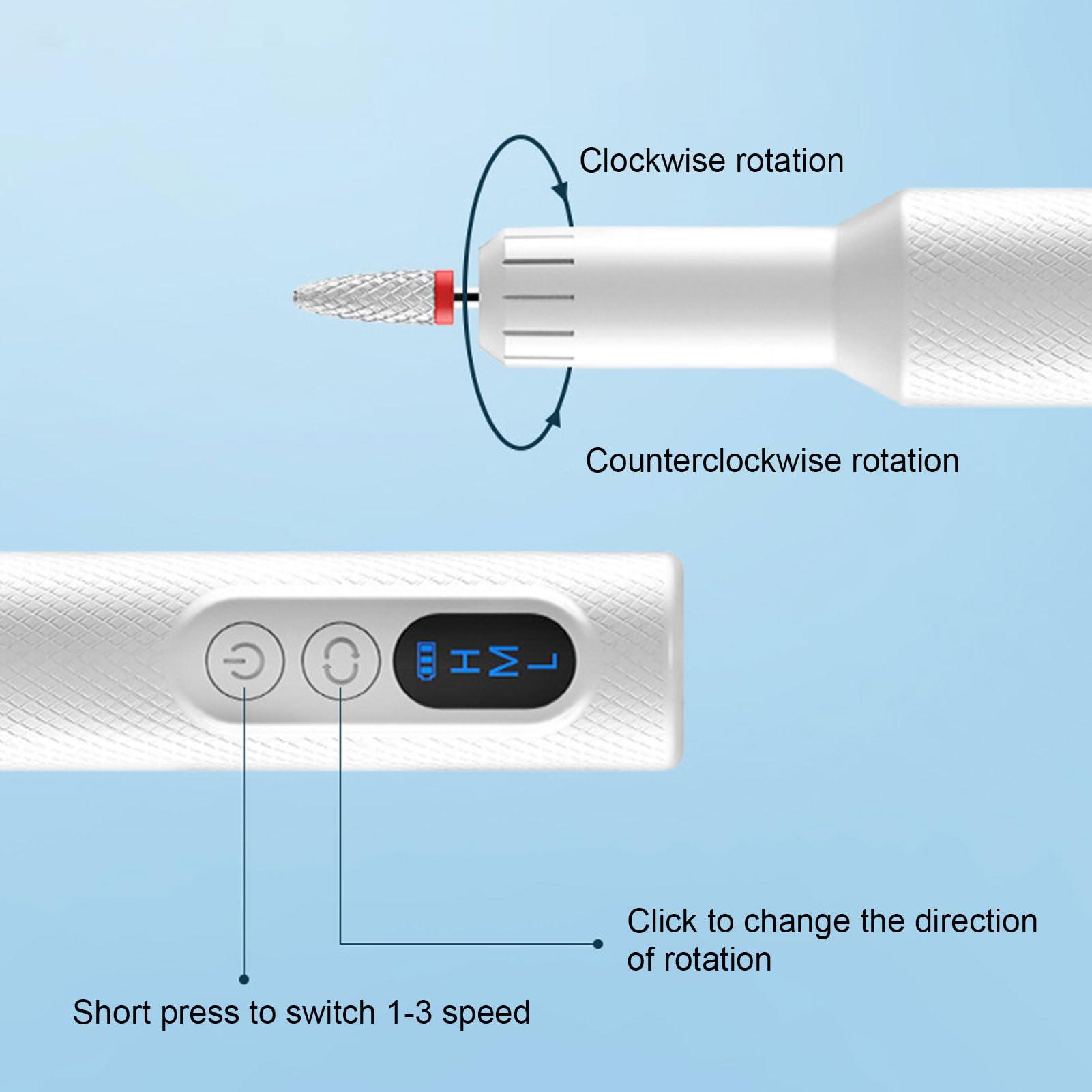 Enlybee Professional Nail Care Drill Set - USB Rechargedable, Portable, 3 - Speed Adjustable for Manicure Pedicure Exfoliation