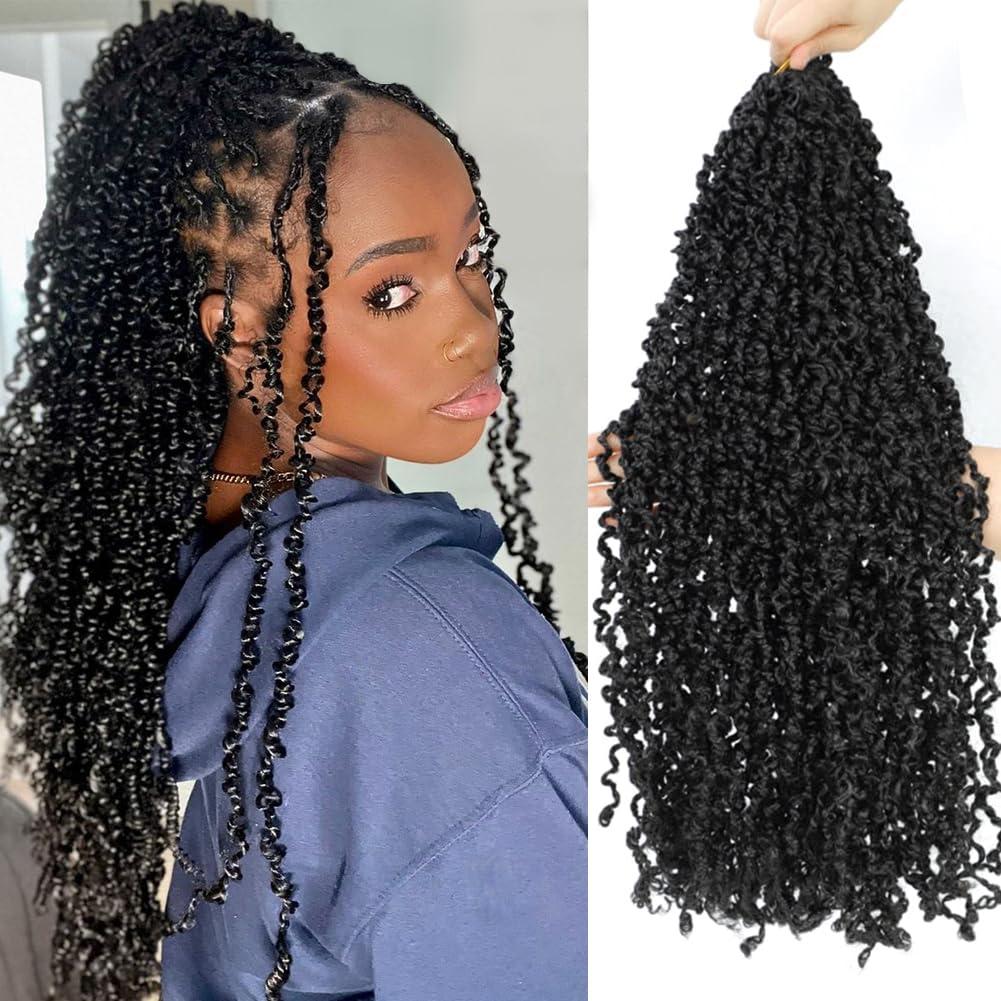 SOKU Boho Passion Twist Crochet Hair 20\" - 5 Packs Black Pre Twisted Mini Majesty Twist Curly Senegalese Dreadlocks Extensions Pre-looped Soft Locs Braids for Women Synthetic
