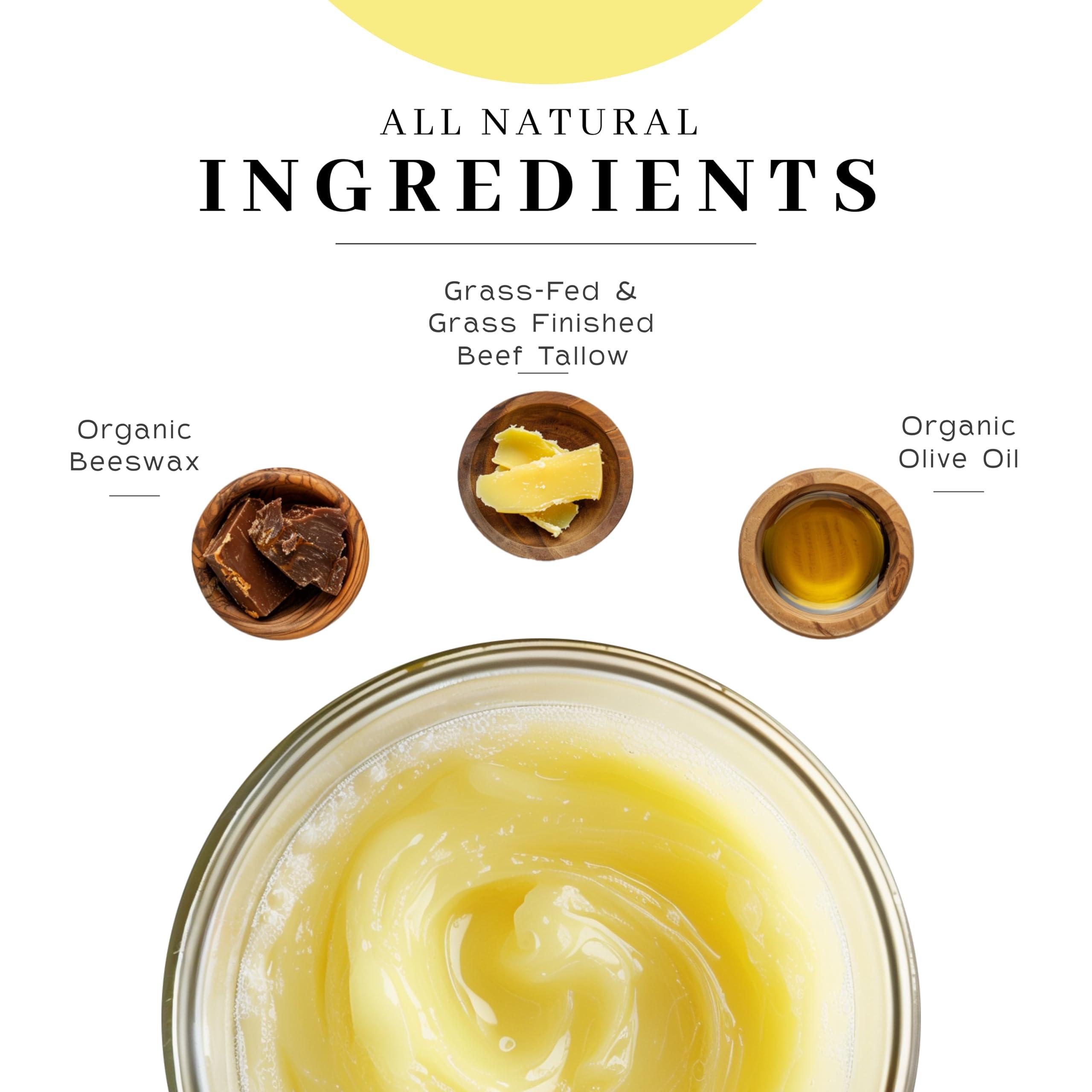 The Vanman Company Vanman\'s Tallow and Honey Balm With No Added Scent - Beef Tallow Face Moisturizer with Grass-Fed/Finished Beef Tallow for Skin, Organic Raw Honey and Beeswax, Cold Pressed Olive Oil - 2 oz