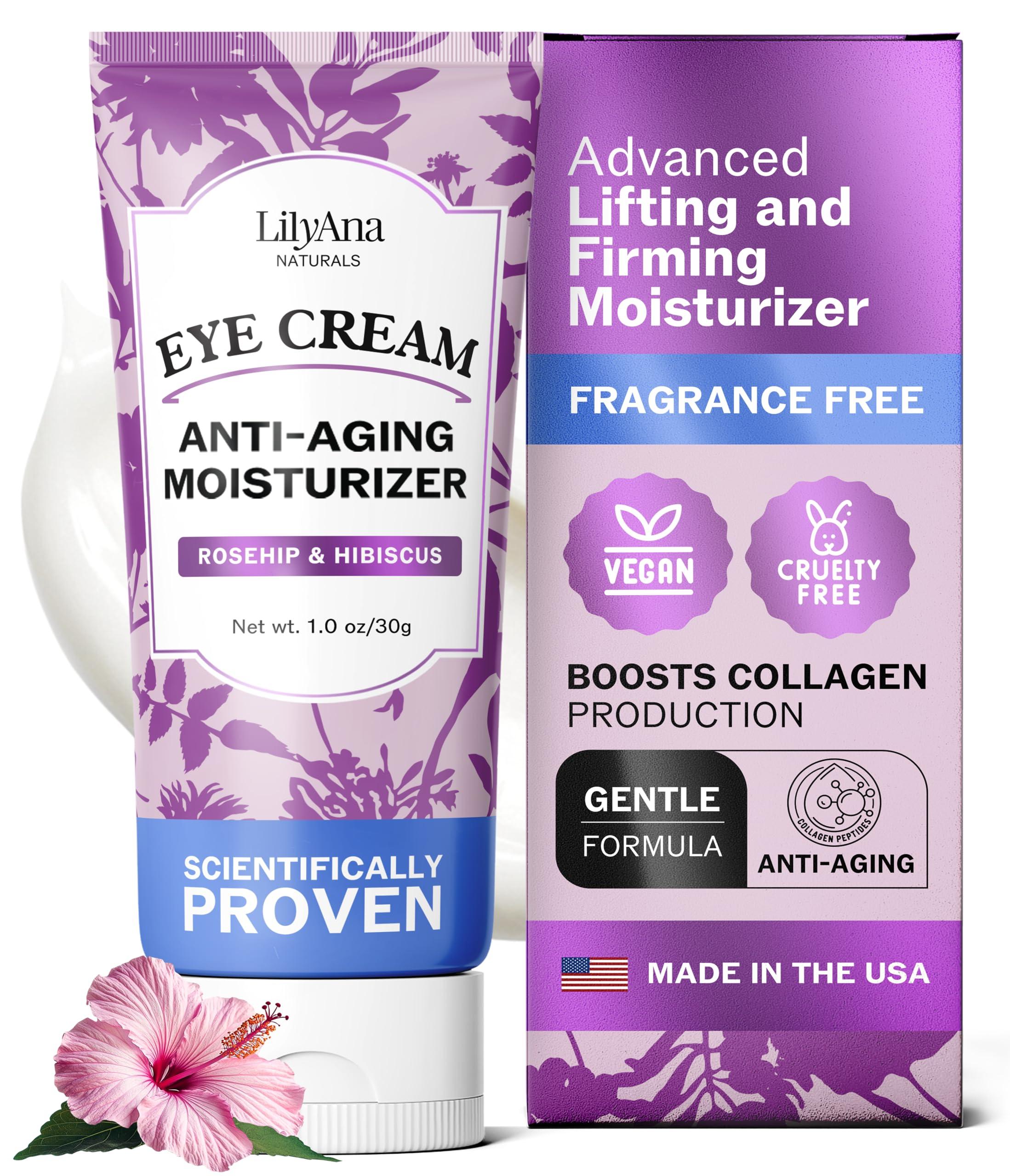 LilyAna Naturals LilyAna Naturals Eye Cream - Eye Cream for Dark Circles and Puffiness, Under Eye Cream, Anti Aging Eye Cream Reduce Fine Lines and Wrinkles (1.7 Ounce, Rosehip and Hibiscus (Tube))