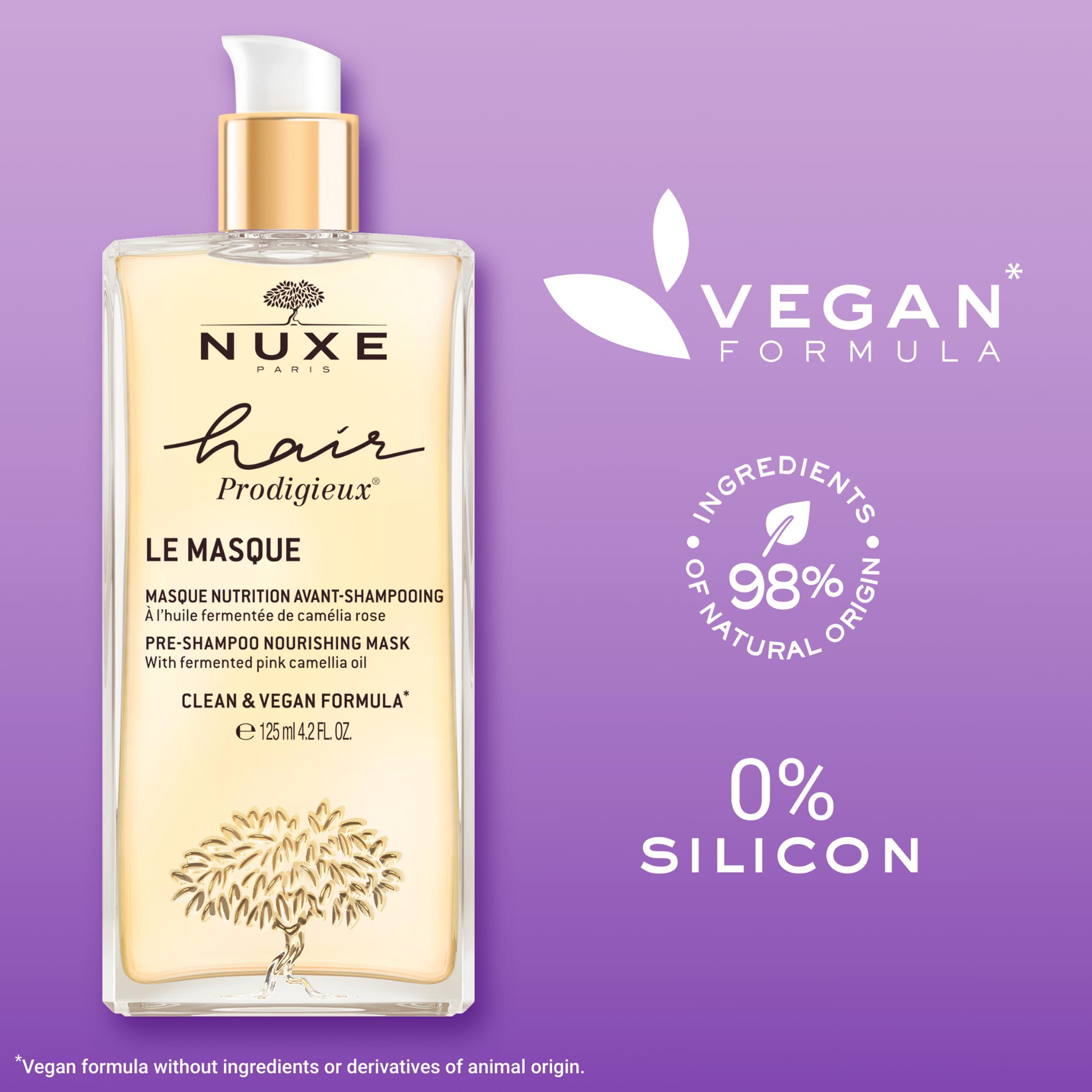 NUXE NUXE Hair Prodigieux Pre-Shampoo Nourishing Mask. Intense Repair & Shine Treatment with Jojoba and Argan Oil, Silicon Free, 4.2 Fl Oz