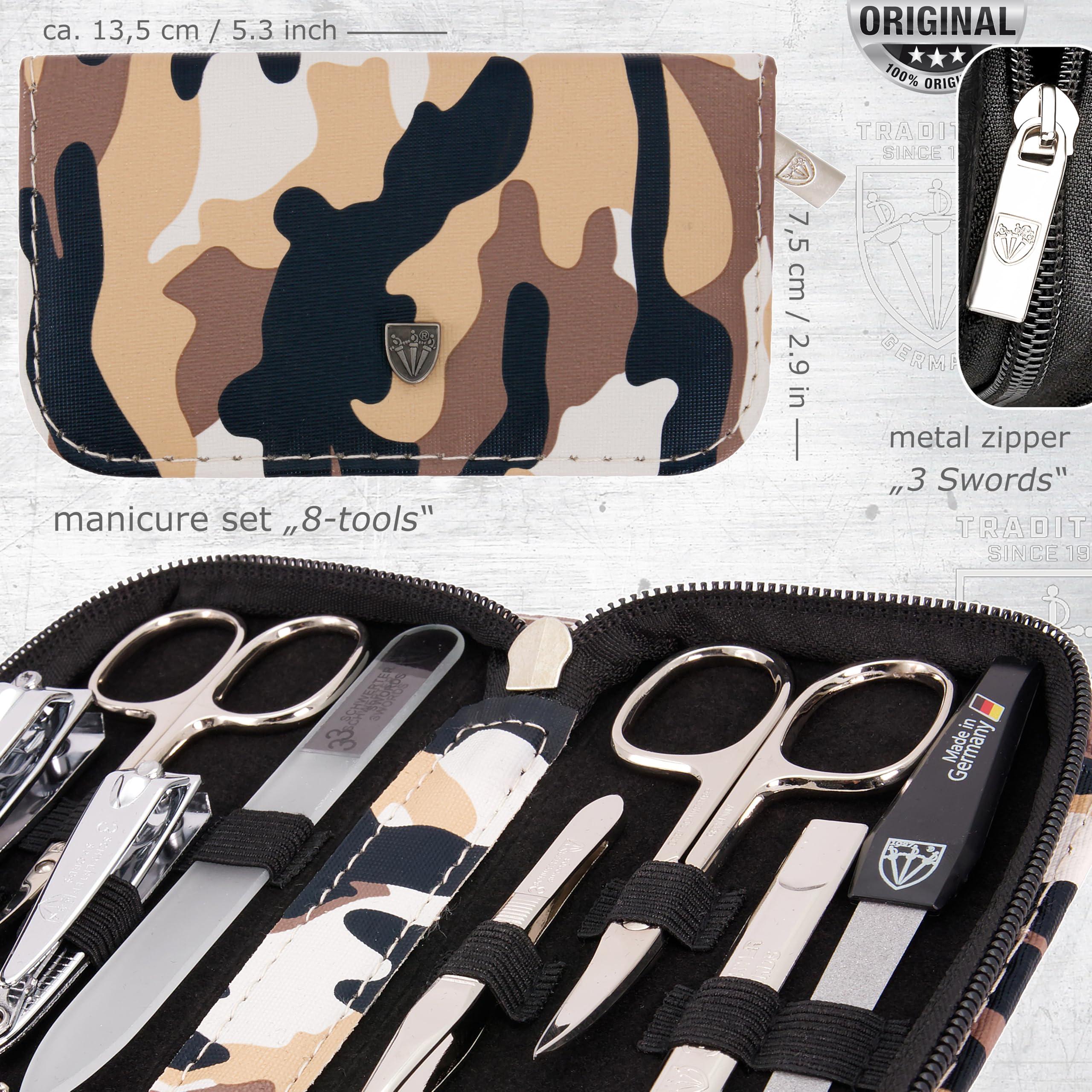 3 Swords Germany 3 Swords Germany - brand quality 8 piece manicure pedicure grooming kit set synthetic leather case camouflage - Made in Germany
