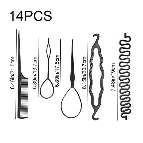 YANCAIYUNL 14 Pcs Topsy Tail Hair Tools Simple Fast Hair Braiding Tools French Hair Styling Tools for Women and Girls Fixing and Decorating Hairstyles