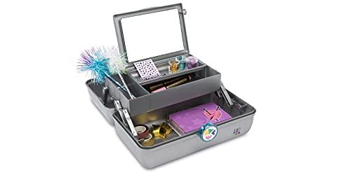 Caboodles Caboodles On-The-Go Girl Makeup Box, Grey - Doodle Edition, Hard Plastic Makeup Organizer Box, Built-In Mirror, Secure Latch for Safe Travel, Spacious Storage for Large Items