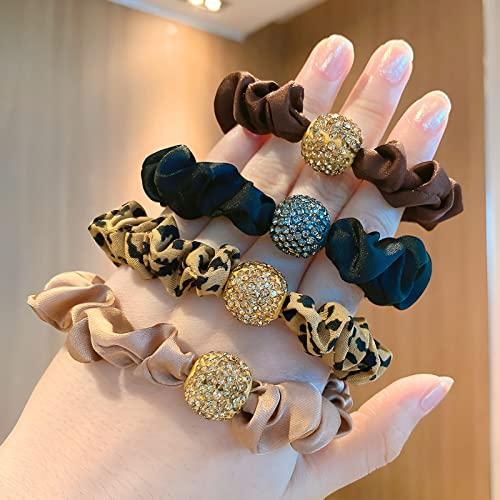 RTTYOA RTTYOA Small Scrunchies, Silk Satin Little Thin Hair Scrunchie, Soft Elastics Scrunchy Donut Hair Ties Ponytail Holder, Leopard Cheetah Floral Polka Dot Bow Hair Bands (Style D)