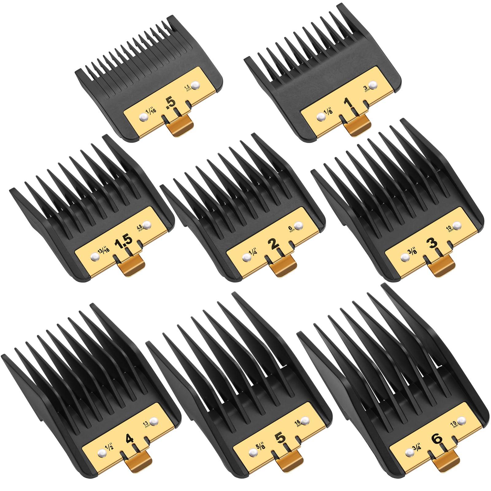 Audoc 8PCS Premium Clipper Guards with Metal Clip compatible with BaBylissPRO Barberology Comb Set,Cutting Lengths 1/16-3/4 , for Babyliss Clipper Guards for FX870 FX890 FX825 FX673 Clippers