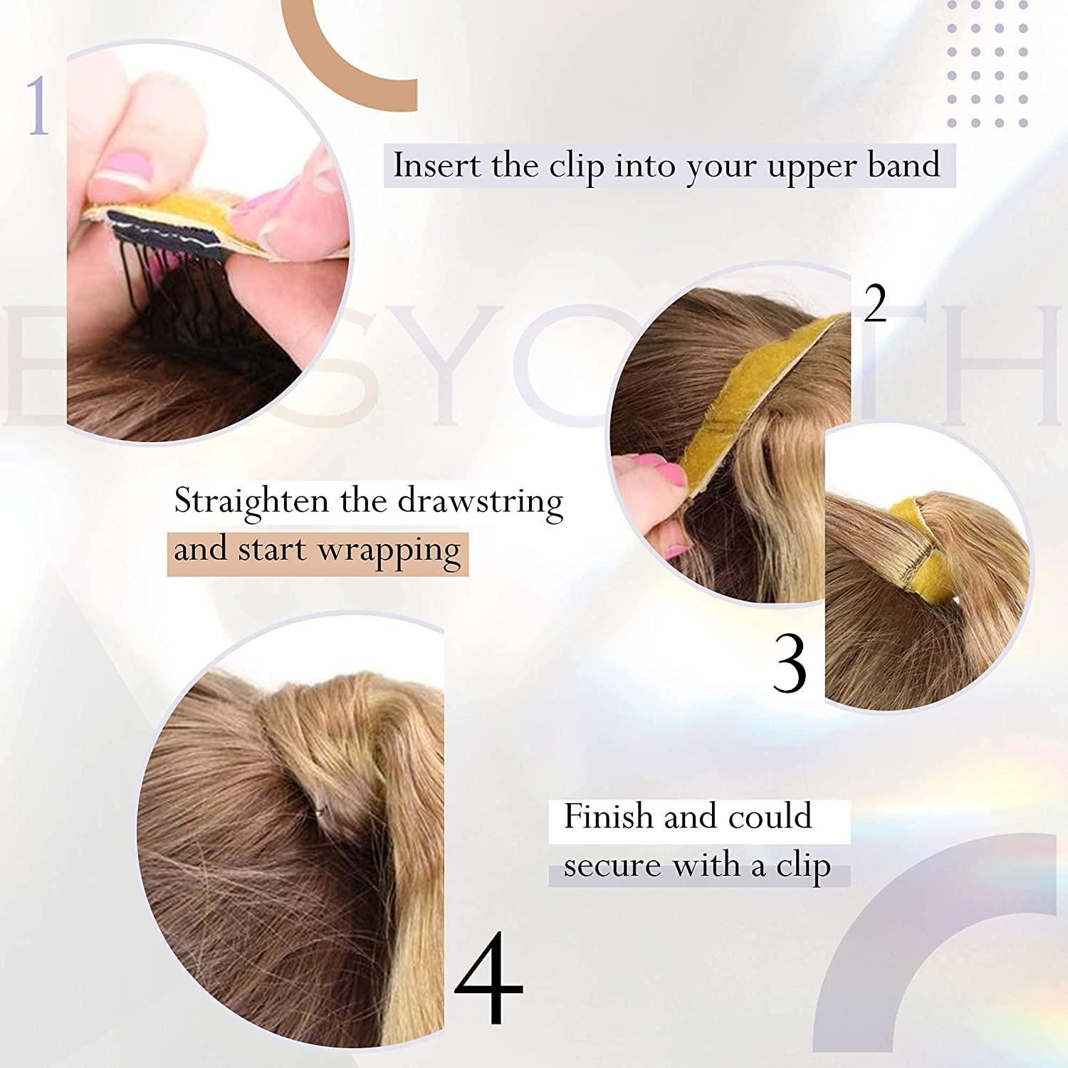 Easyouth Easyouth Blonde Ponytail Extension Human Hair Natural Pony Tails Hair Extensions Golden Blonde with Bleach Blonde Highlighted Human Hair Ponytail Extensions for Women 18Inch 80g