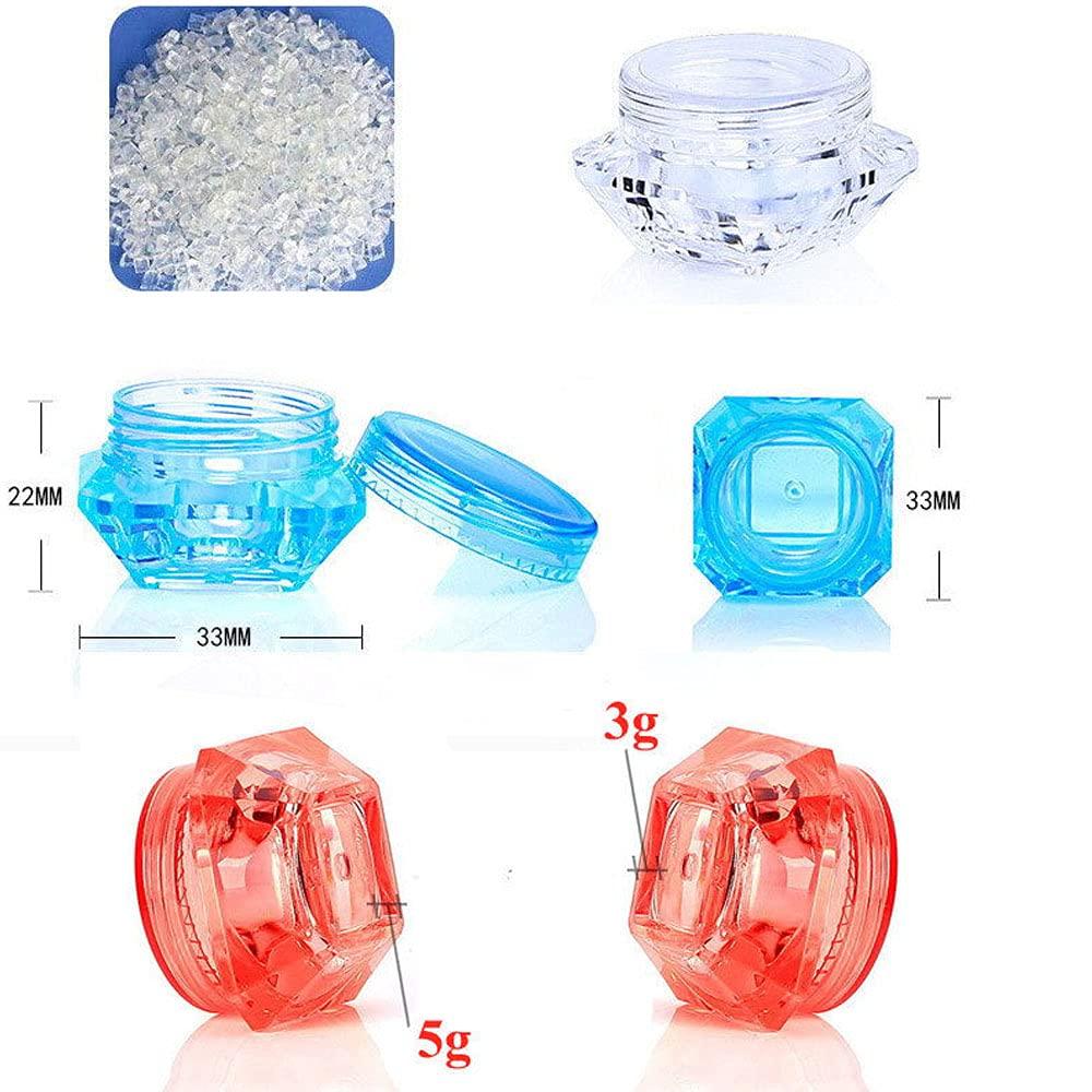 CANRUSU 100Pcs 3g/5g Plastic Diamond Shaped Cosmetic Jars Skin Care Containers Refillable Bottle 3ml/5ml Lotion Case Vials Face Cream Sample Pot Nail Art Eye Shadow Gel Box (5G,Green)