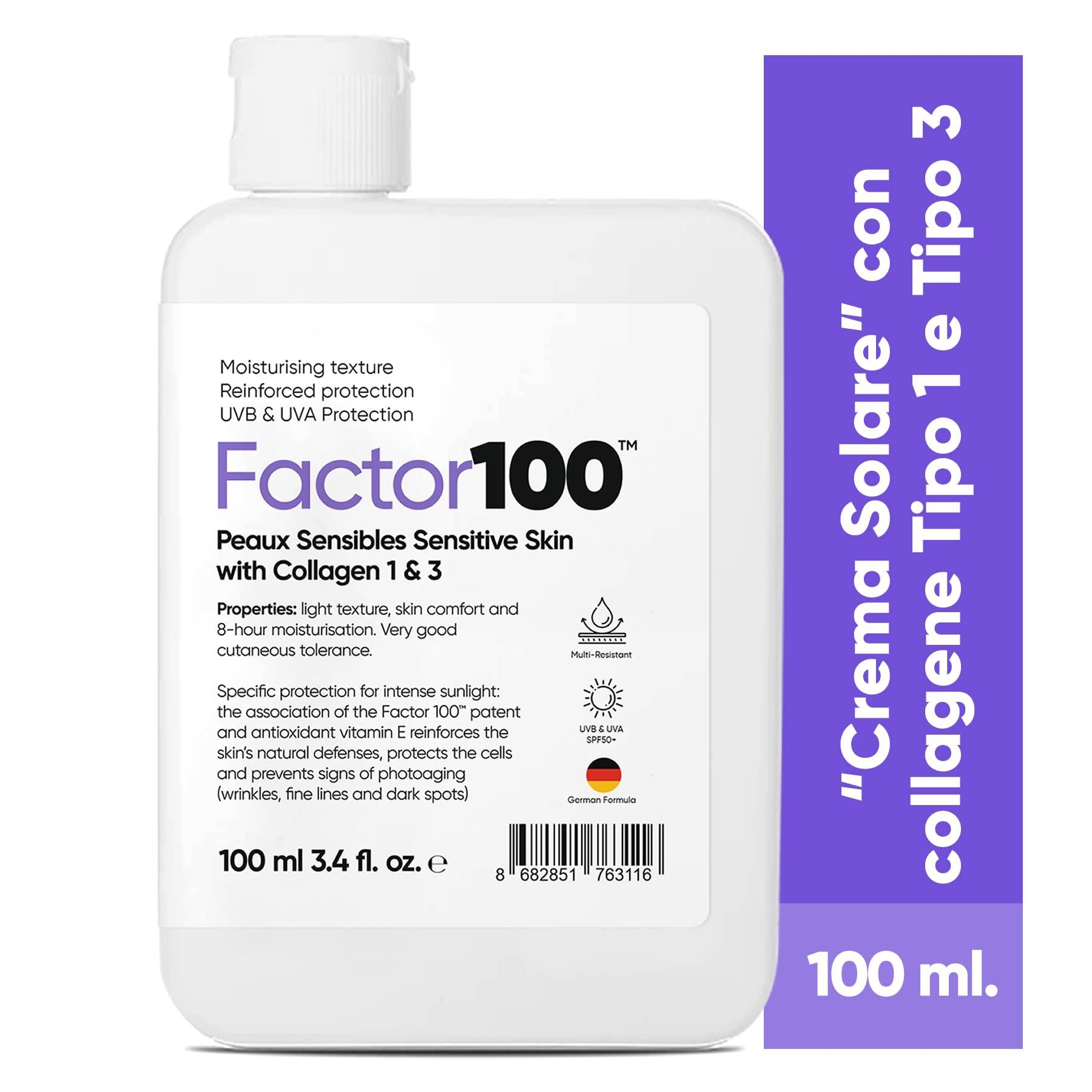 Factor100 Factor 100 Ultra Moisturizing Anti-Blemish High Protection Spf50 Peaux Sensibles Sensitive Skin with Collagen 1 & 3