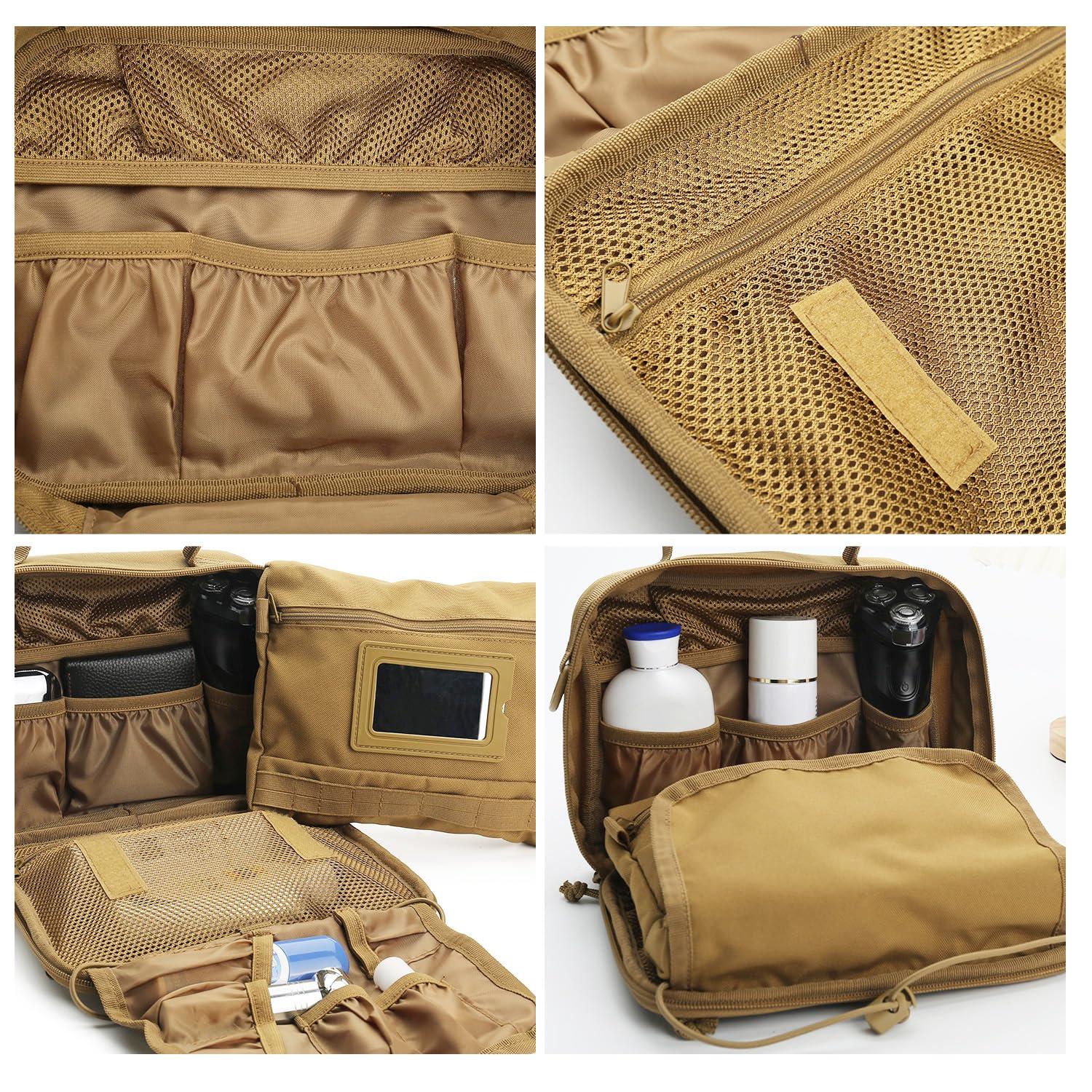 SMONT SMONT Tactical Toiletry Bag for Men Travel, Hanging Dopp Kit Shaving Hygiene Bag for Traveling Bathroom Brown