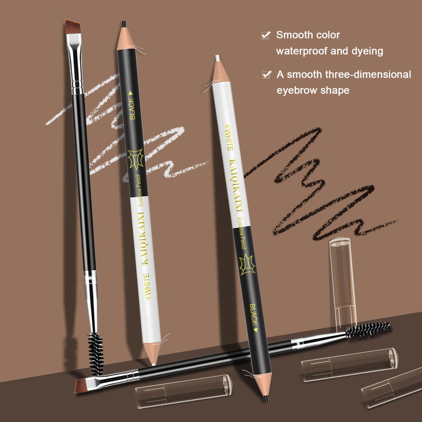 KAIQIKAIXI Eyebrow Pencil, Waterproof Professional Makeup Micro Brow Pencil,Eyebrow Pencil Case With Double Head And Eyebrow Brush Ultra Fine Hard Pen Refill