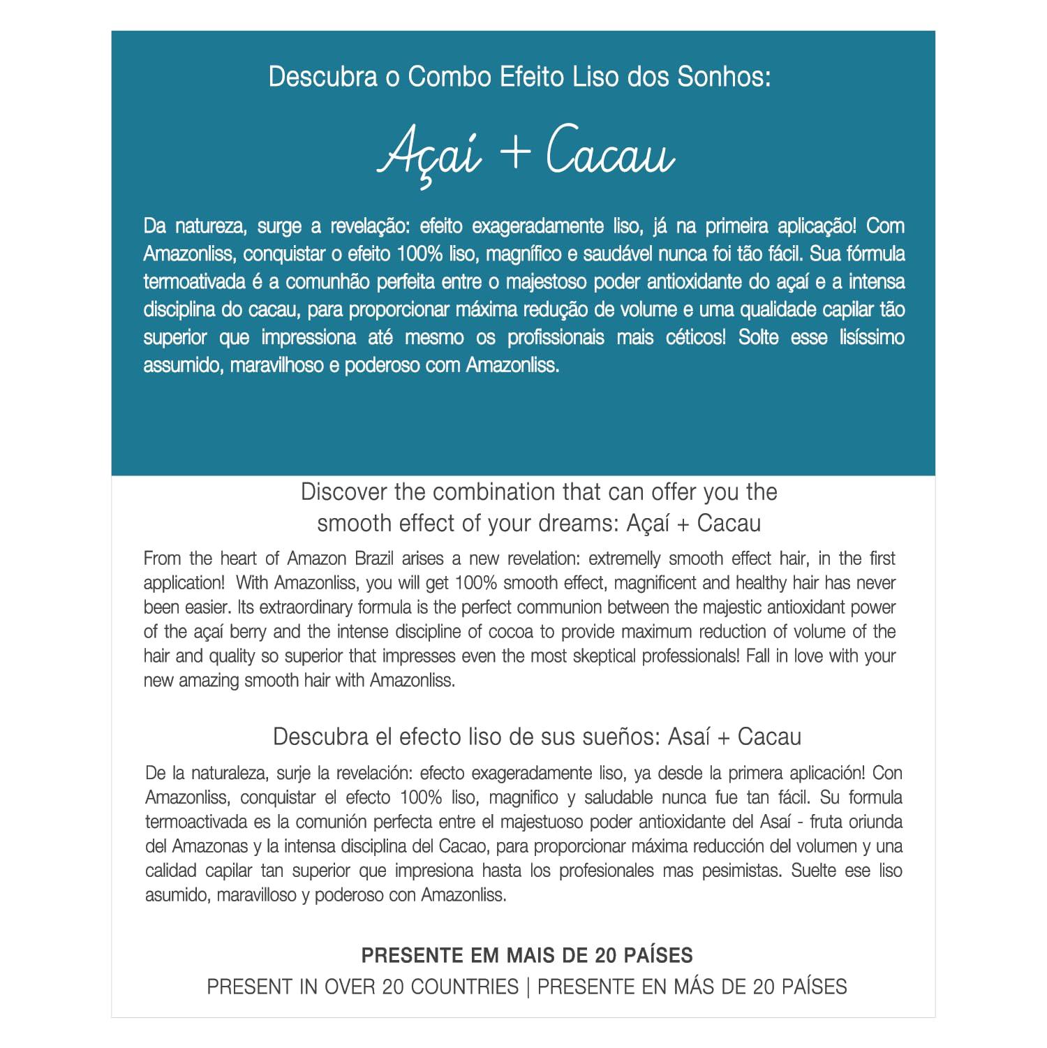 Amazonliss Amazonliss Keratin Hair Treatment Set 8.45 Fl Oz - Natural Ingredients ACAI, Smooths, Softens, Moisturizes, Adds Shine, Reduces Frizz. Ideal for Dry and Damaged Frizzy Hair.