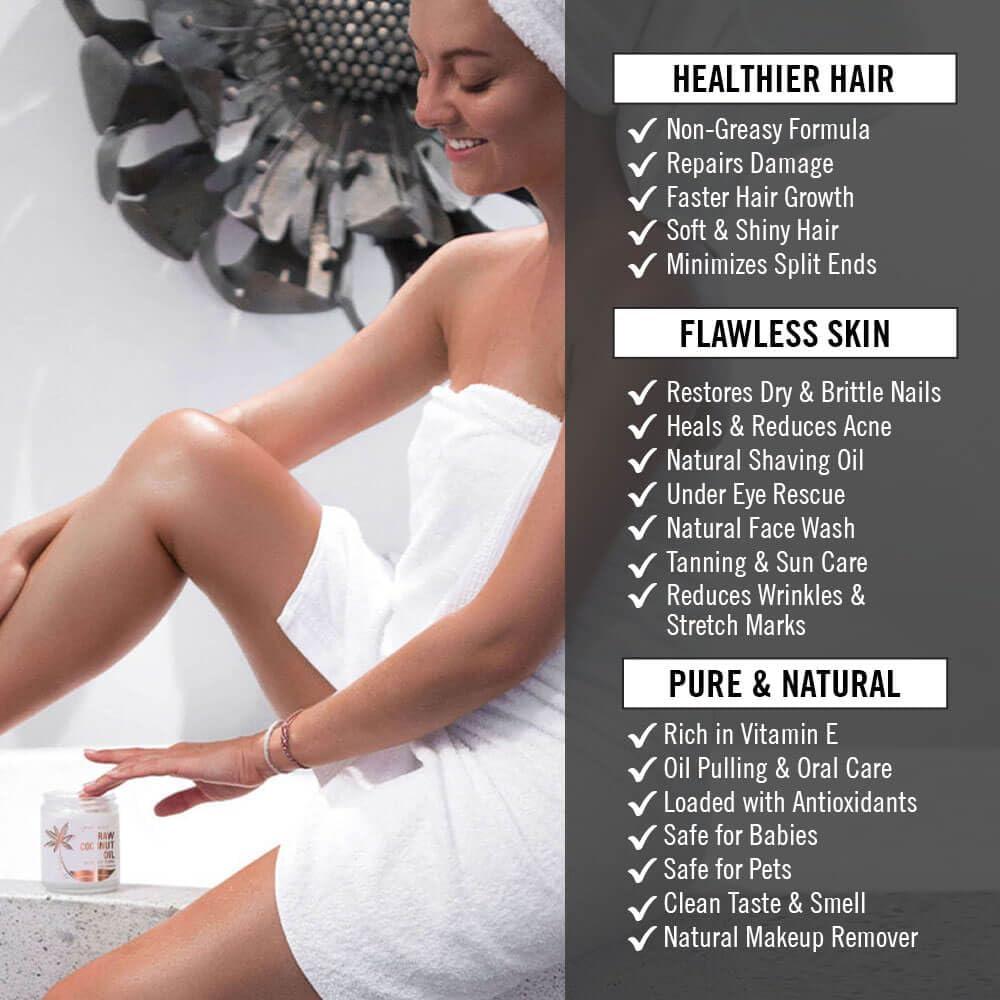 Kapuluan Kapuluan Organic Coconut Oil for Hair, Skin  Raw Extra Virgin Coconut Oil - Pure Unrefined Cold Pressed Oil with MCTs for Body Care or Haircare, Hair Growth, Aceite de Coco Organico, Baby, Dogs, Pets