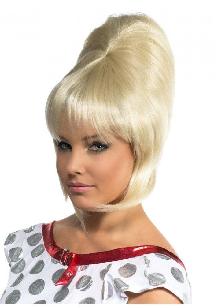 Sepia & MaxWigs Beehive Wig Color Blonde - Sepia Wigs Sixties B-52 1960s Theater Womans Ladies Beahive Side Curl Motown Dreamgirls Bundle MaxWigs Costume Care Booklet