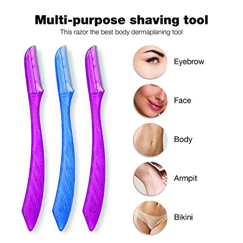 Nylea Nylea 3-Pack Eyebrow Razor Trimmer for Women Face [Extra Precision] Peach Fuzz Remover | Disposable Dermaplane Facial Hair Shaper | Dermaplaning Shaving Removal Tool - Facial Shave Shaver Blades
