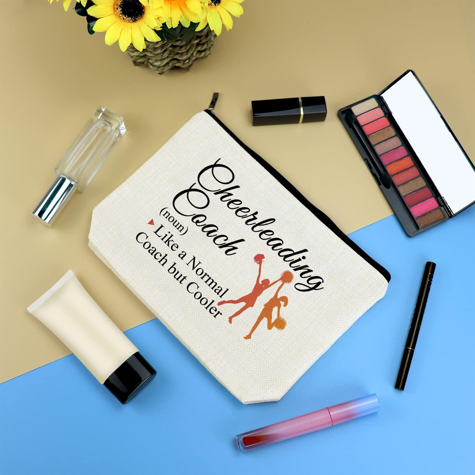 Mikela 3 Pcs Cheerleading Cheer Coach Gift Makeup Bag for Women Cheer Mom Appreciation Gift Cheerleader Thank You Present Mother\'s Day Birthday Christmas Graduation Present Travel Cosmetic Bag Pouch