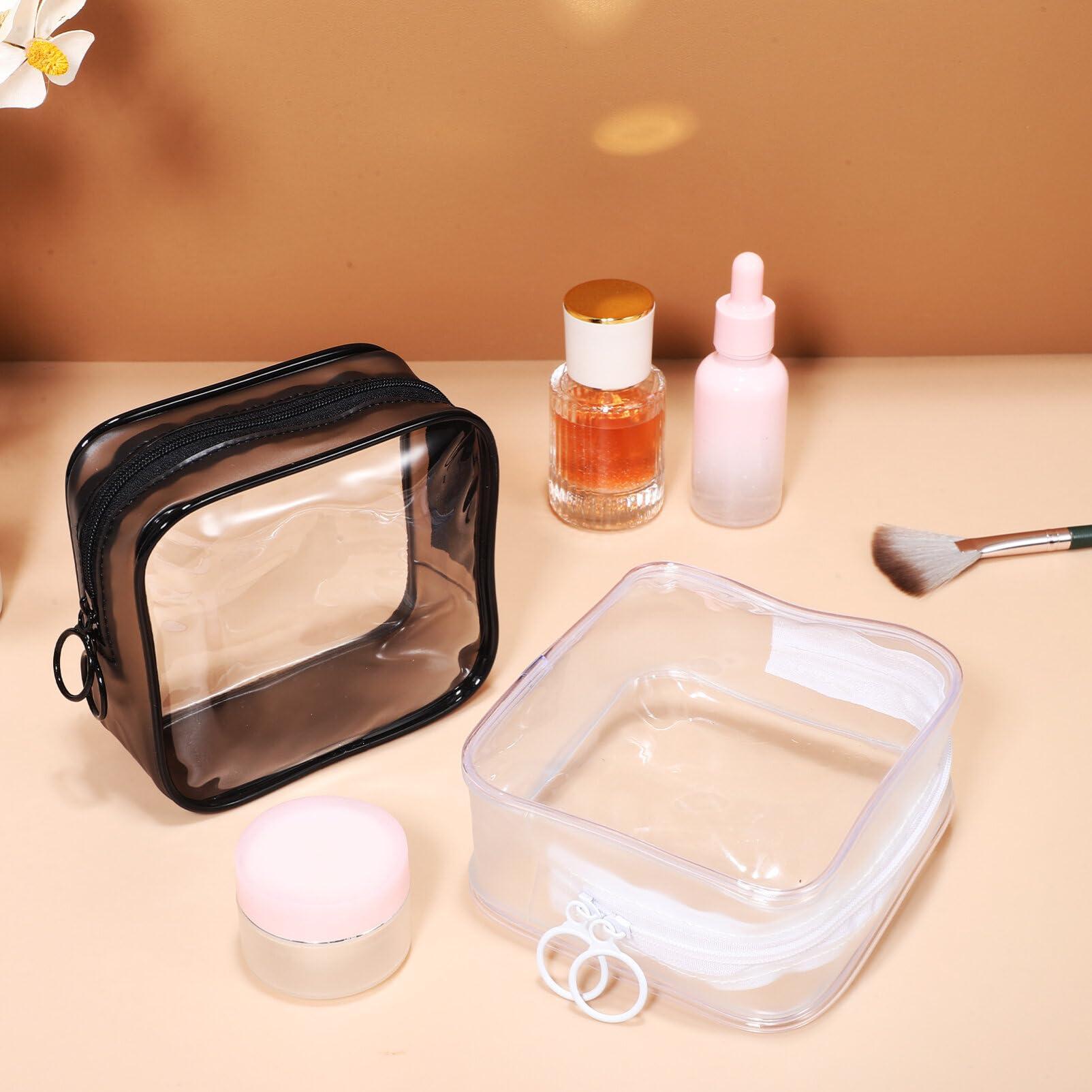 Baluue Baluue Clear Makeup Bags with Zipper, 5\" Travel Cosmetic Bag TSA Approved Square Cosmetic Bag, Clear Makeup Bags Waterproof Pouches Portable Storage Bags for Make Up Toiletry