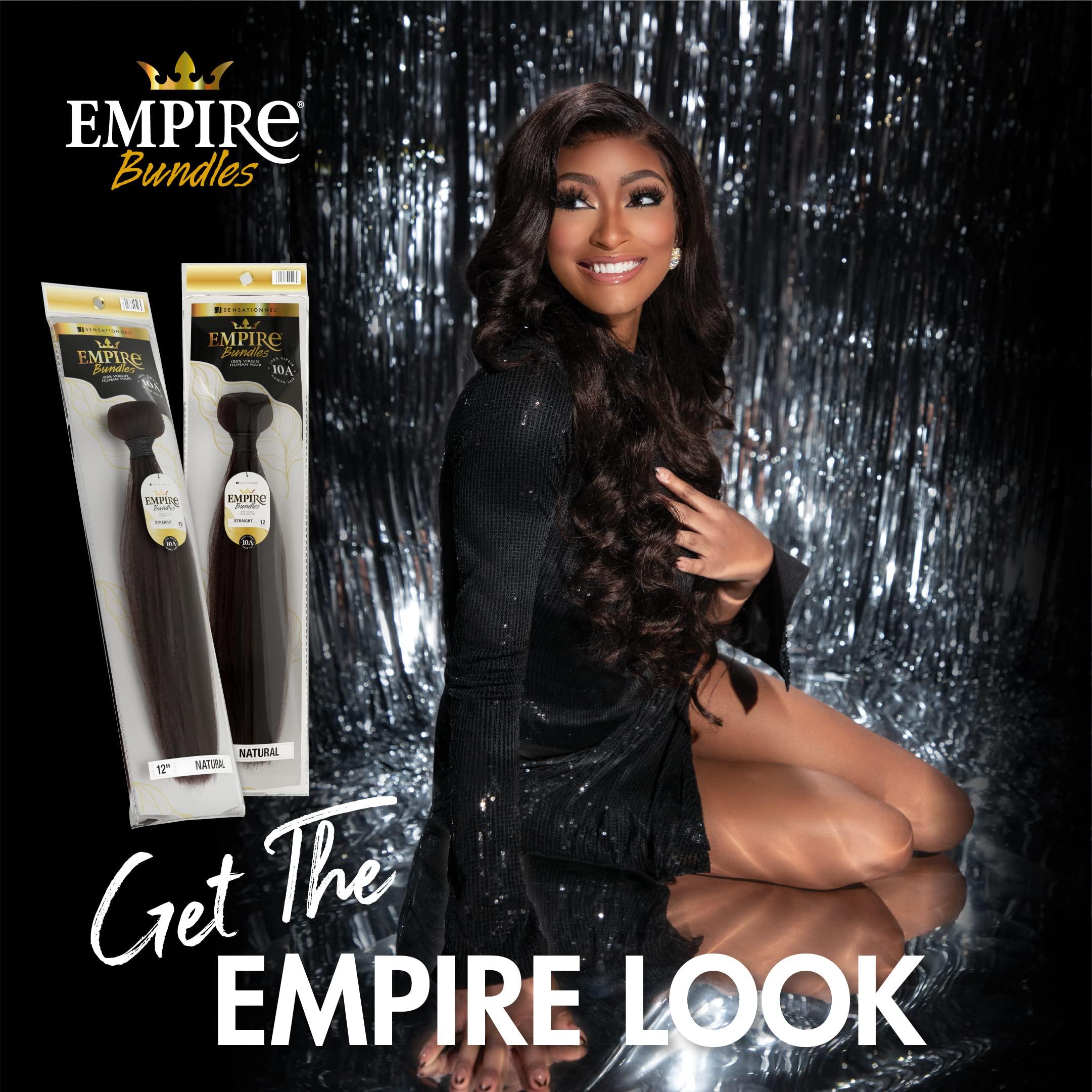 Sensationnel Sensationnel Empire bundle 13x4 closure - HD lace bundle weave hair large free parting lace frontal closure unprocessed human hair weave straight - 12 inch (NATURAL/BLACK)