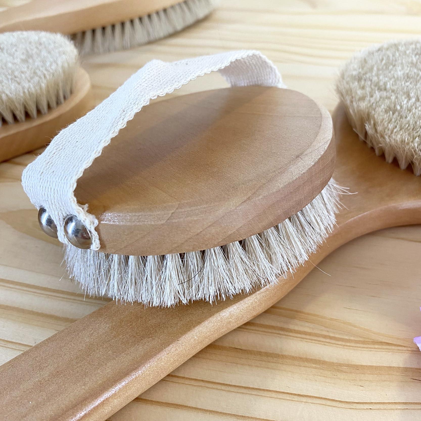 UPTALY UPTALY 1 pcs 12 cm Horsehair Bath Brush (Round with Hand Strap), Whole Piece of Solid Wood without Splicing, All Natural Body Brush, Large Round Shower Brush, without Handle