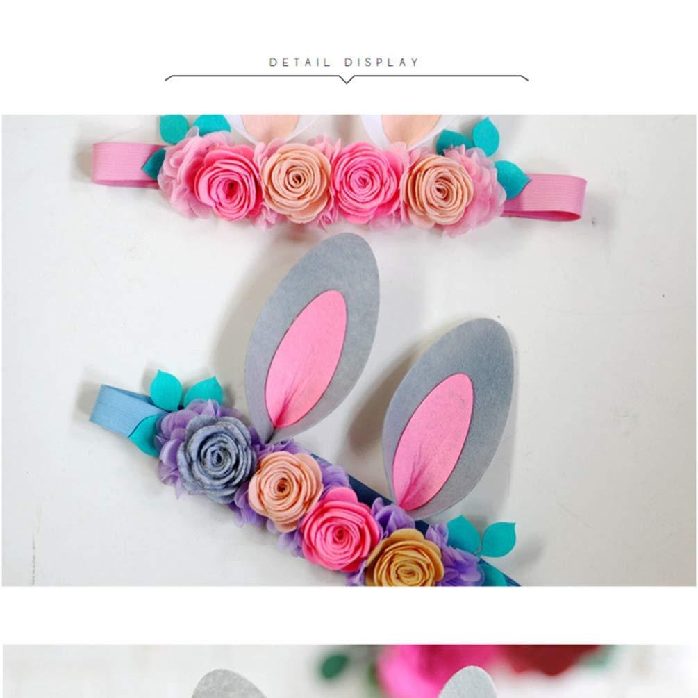 ABOOFAN ABOOFAN Easter Party Headband Baby Headband Easter Headband Kids Headbands Baby Bunny Ears Headband Rabbit Ear Headband Bunny Ears Hairband Hair Ties Kids Flowers Child Flower Headdress