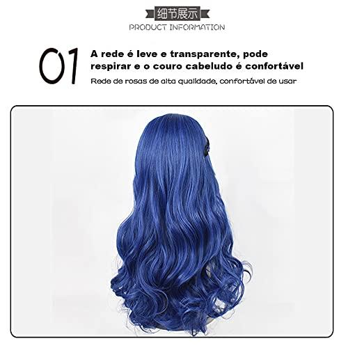 N\P Dark Blue Descendants 2 Large Wavy Wigs Set, Long Curly Hair Style, Suitable for Women Dress, Cospaly, Party Prom Hairstyles