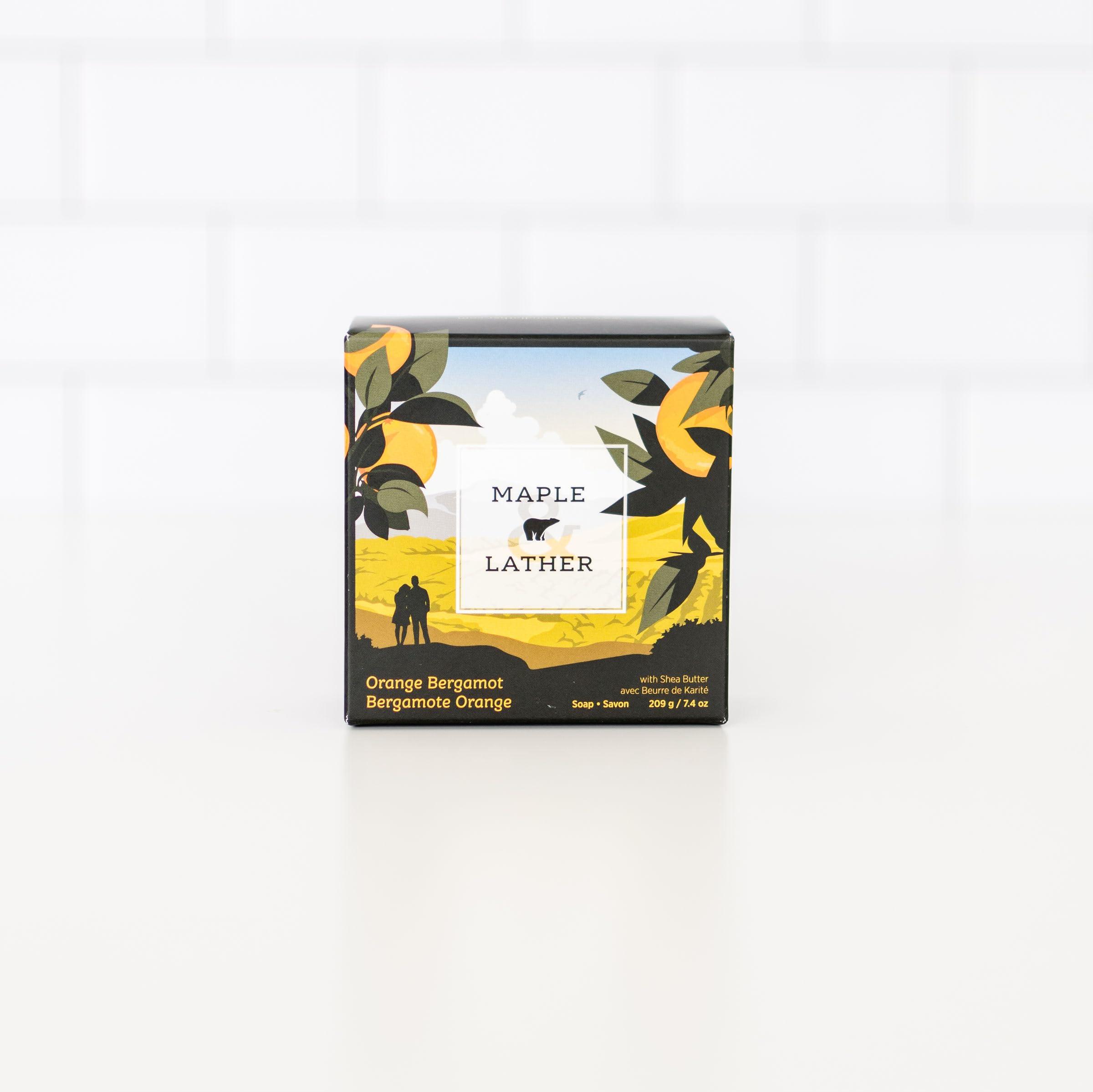 Maple and Lather Maple & Lather Triple Milled Bar Soap with Shea Butter, Orange Bergamot Scent, Moisturizing, Long-Lasting, Sustainably Sourced, 209g - Made in Provence, France