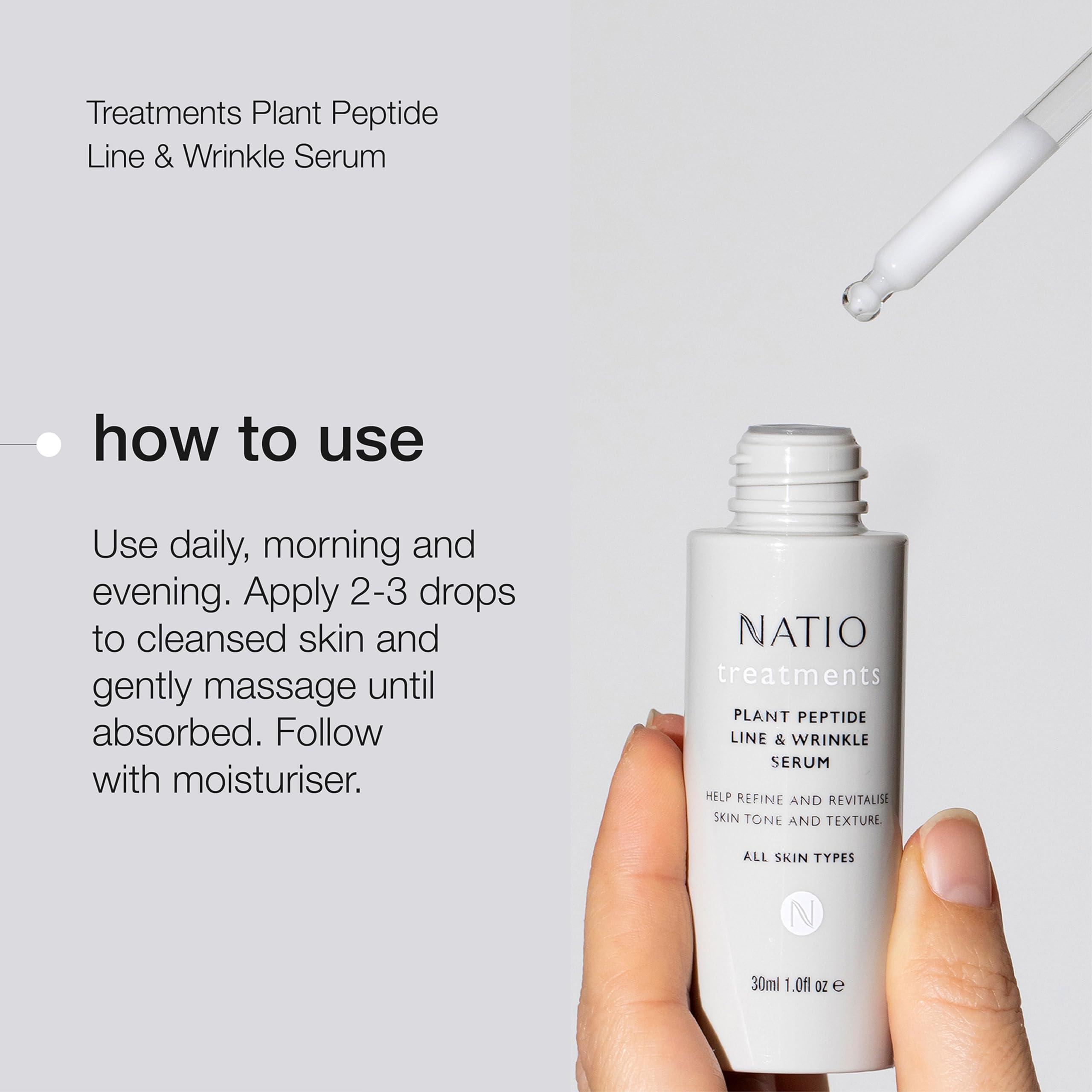 Natio Natio Plant Peptide Line and Wrinkle Serum, 1 oz - Anti Aging Serum - Rejuvenating Face Serum - Daily Serum for Face to Revitalize Skin Texture