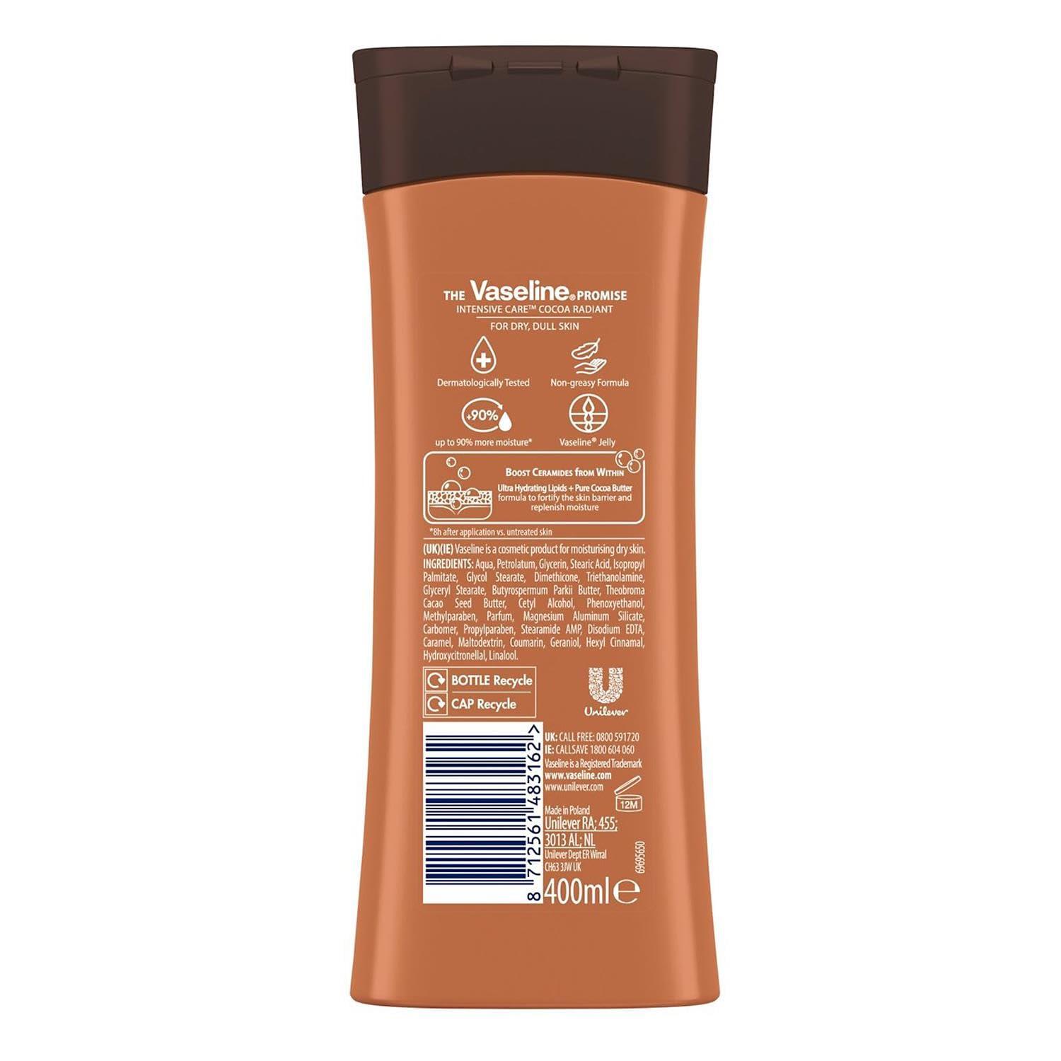 Vaseline Vaseline Intensive Care Cocoa Radiant 100% Cocoa Butter Body Lotion for Dry Skin 400 ml