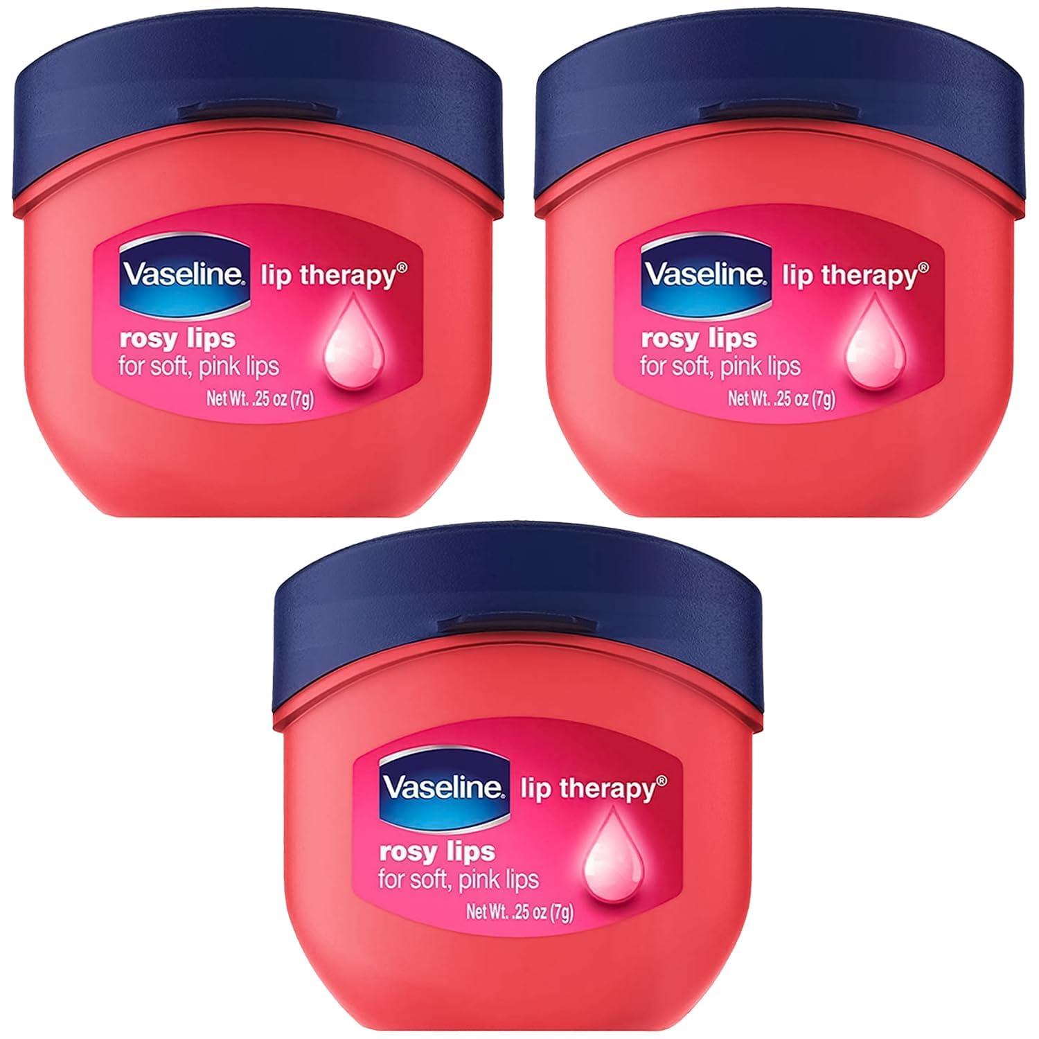 Vaseline Vaseline Lip Therapy Rosy Lips 3-Pack  Mini Lip Balms for Soft, Pink Lips, 0.25 Oz Ea
