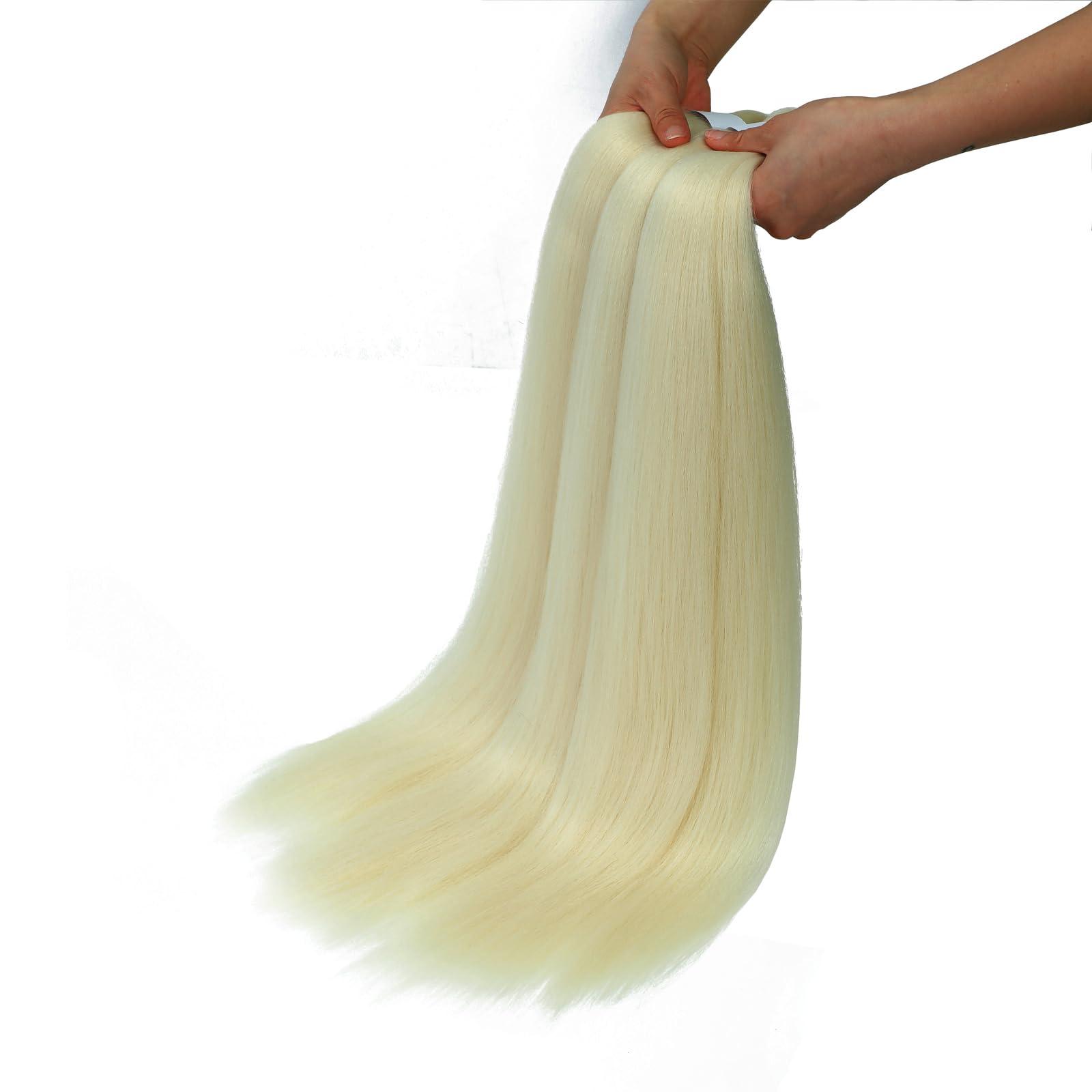 Roalnce Braiding Hair Pre Stretched for Women Hair Extensions Box Braids Soft Synthetic Knotless Yaki Texture Hot Water Setting Braid Blonde 613 (16inch 3Packs)