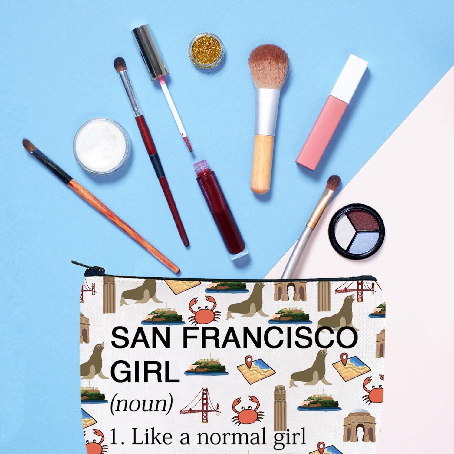 Gzrlyf Gzrlyf San Francisco Makeup Bag San Francisco Skyline Gift California Souvenirs Gift Trip Vacation Gift Cosmetic Travel Bag (SAN FRANCISCO GIRL noun)