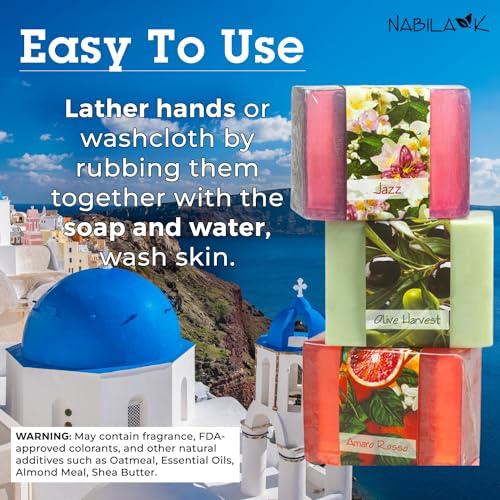 Nabila K Glycerin Bar Soap Set of 3#5 - Natural, Vegan-Friendly, Hypoallergenic - Moisturizing and Hydrating with 100% Vegetable Glycerin - Sulfate-Free, Paraben-Free, Chemical-Free - 4.5 oz Each