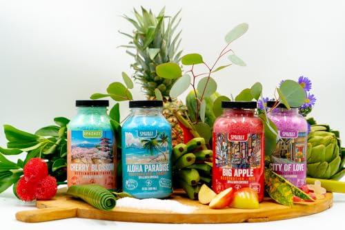 SPAZAZZ Hot Tub & Spa Aromatherapy Bath Salt Crystal Scents Spazazz Destinations Collection Bundle Aloha Paradise, Big Apple, City of Love, Cherry Blossom - Skin Moisturizer - Will Not Damage Spas & Hot Tubs