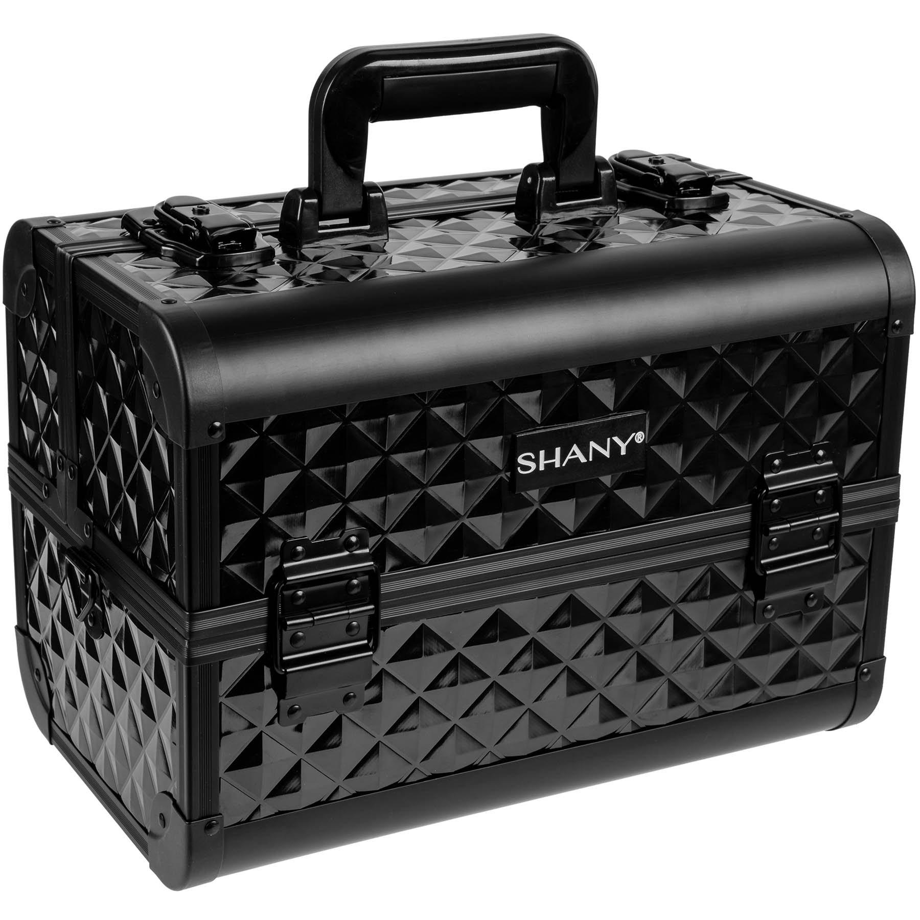 SHANY SHANY Premier Fantasy Professional Makeup Train Case Cosmetic Box Portable Make up Case Organizer Jewelry storage with Locks, 3 Trays, Makeup Brush Holder and Cosmetics Mirror - Black Diamond