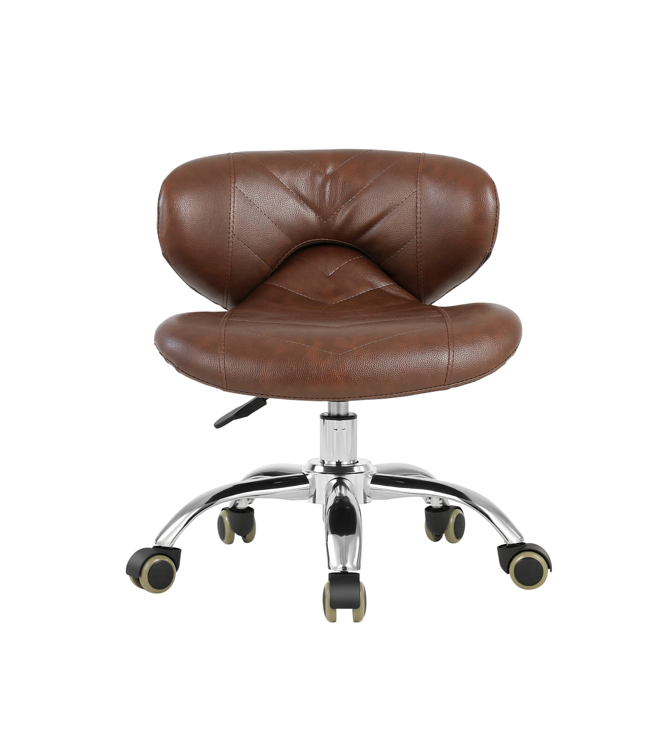 FigaroAct FigaroAct Pedicure Stool Hydraulic Height Adjustable with Back Support for Nail Salon Manicure Tech Pedicure Spa (Brown)