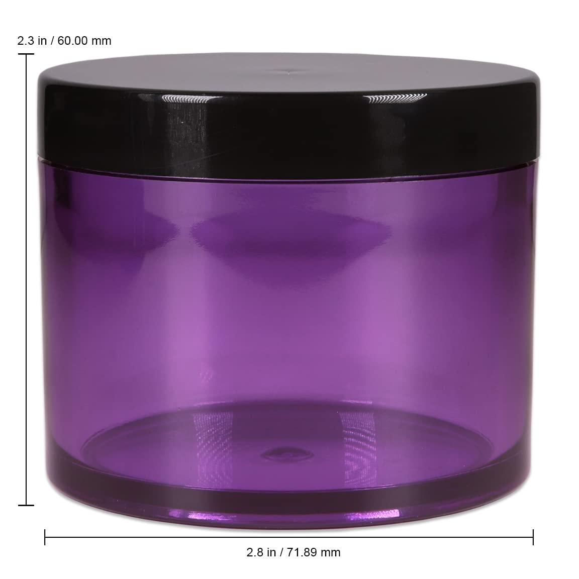 Beauticom 120g/120ml (4 Fl Oz) Double Wall Leak-Proof Plastic Jars with Flat Top Lids (Color: Purple Base w/Black Lid, Quantity: 216 Pieces)
